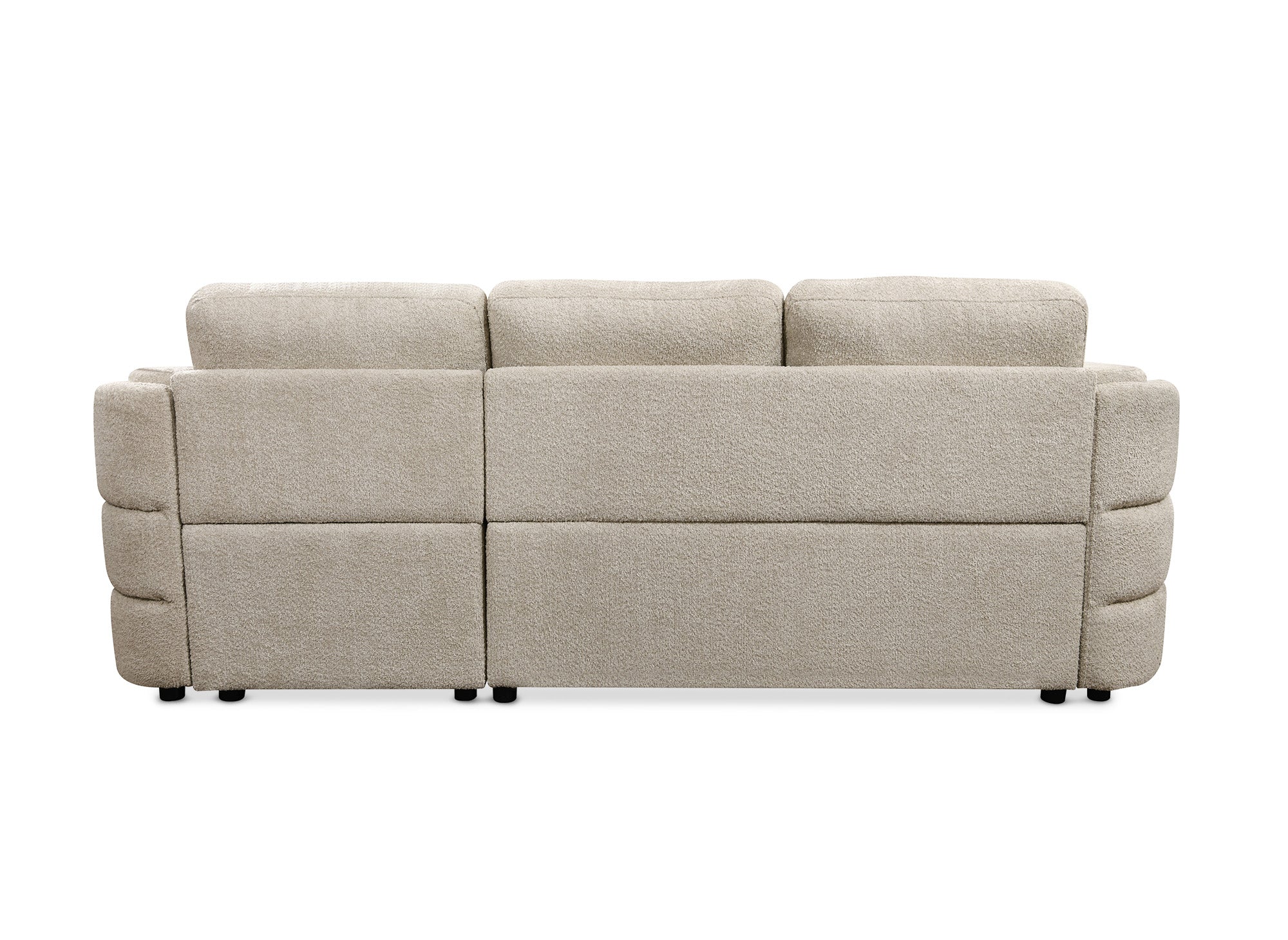 Canapé d'angle convertible avec coffre en tissu bouclette beige CALANDRA - Angle droit