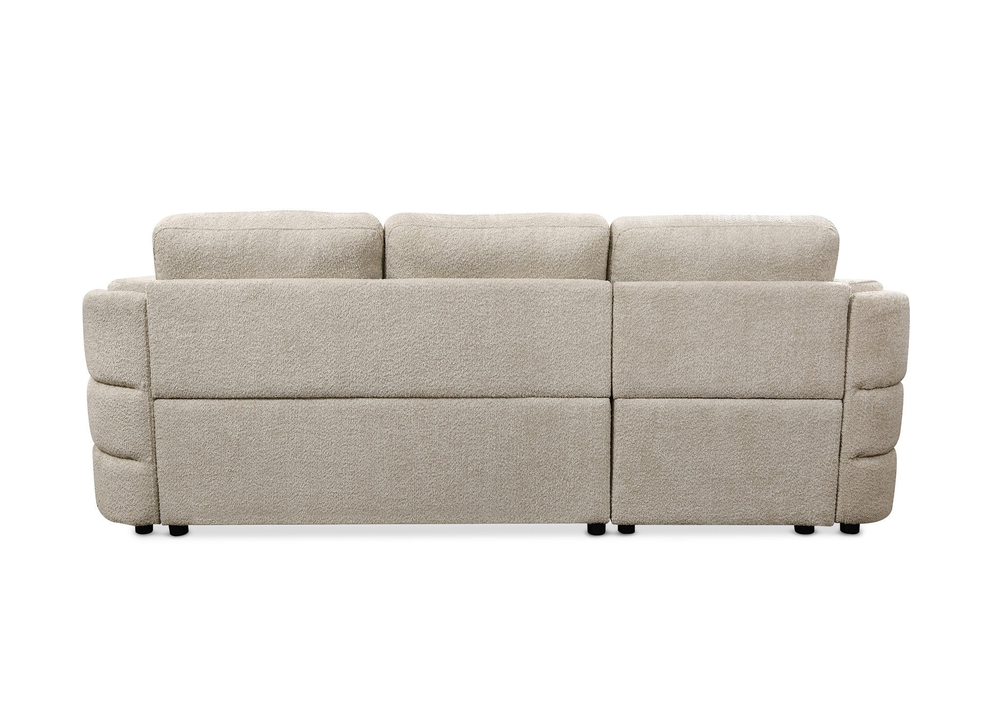 Canapé d'angle convertible avec coffre en tissu bouclette beige CALANDRA - Angle gauche