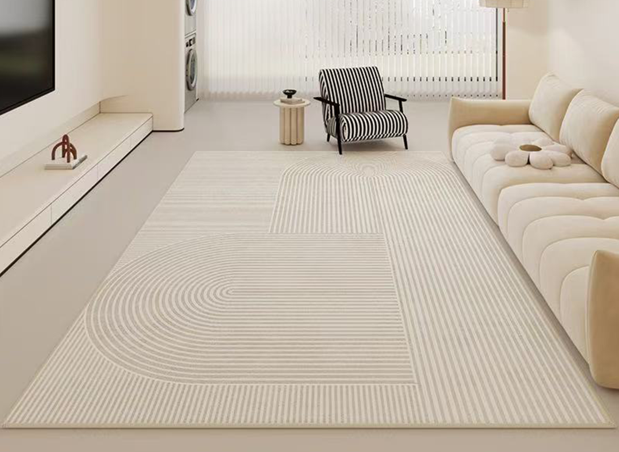 Tapis rectangulaire beige à motif abstrait 160x230cm LUANE