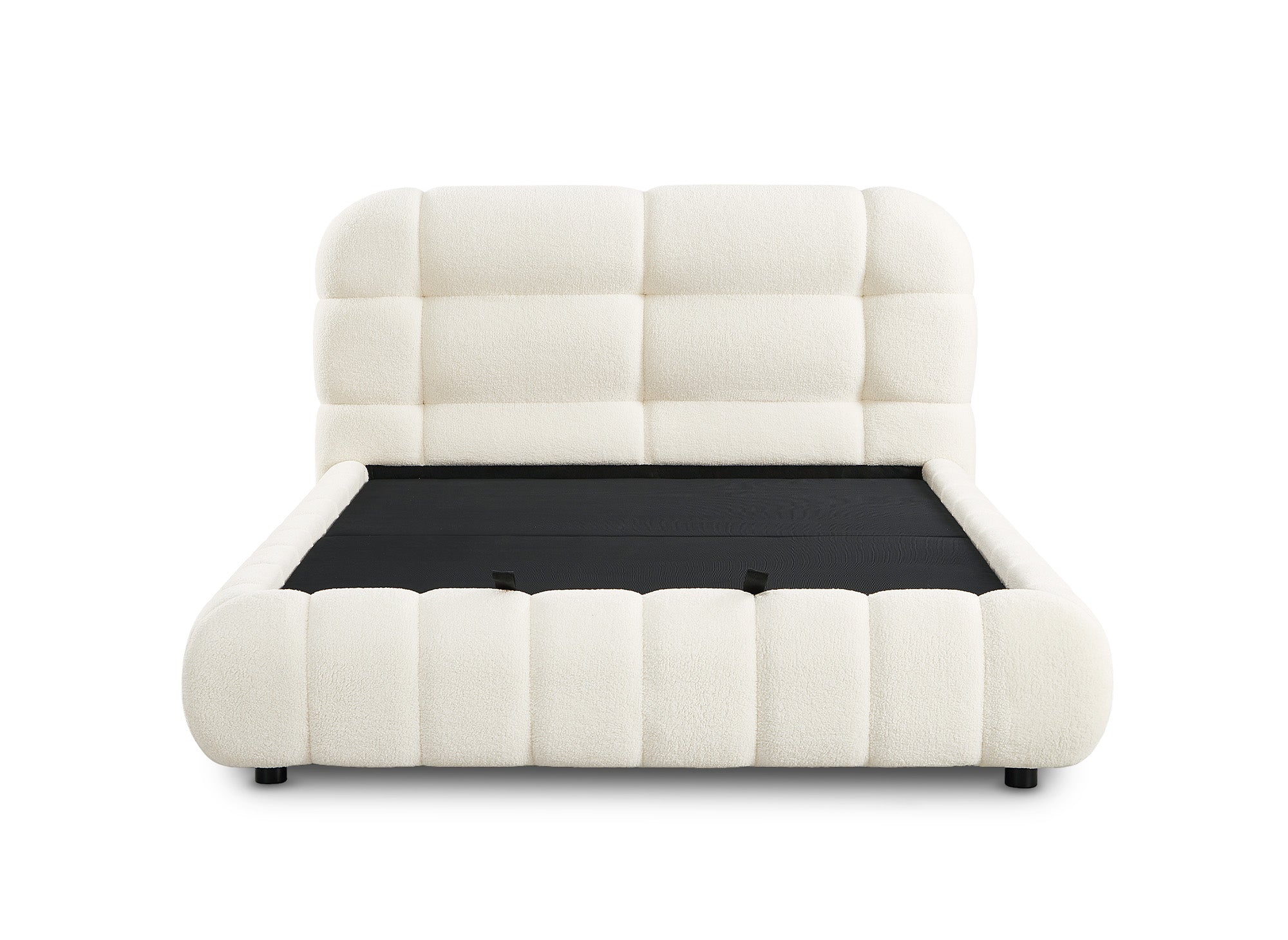 Lit coffre en tissu bouclette écru 160x200 cm YOURI