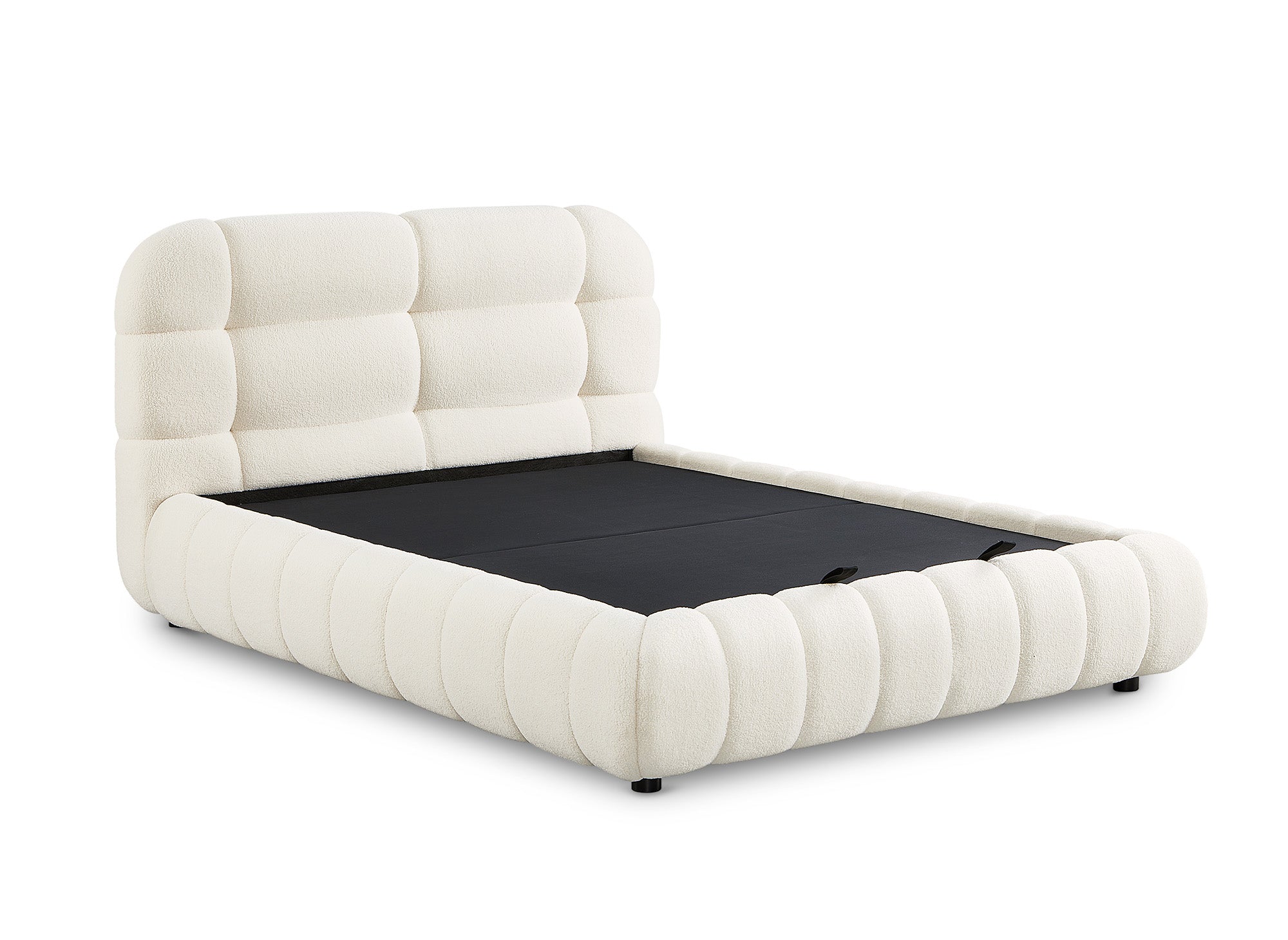 Lit coffre en tissu bouclette écru 160x200 cm YOURI