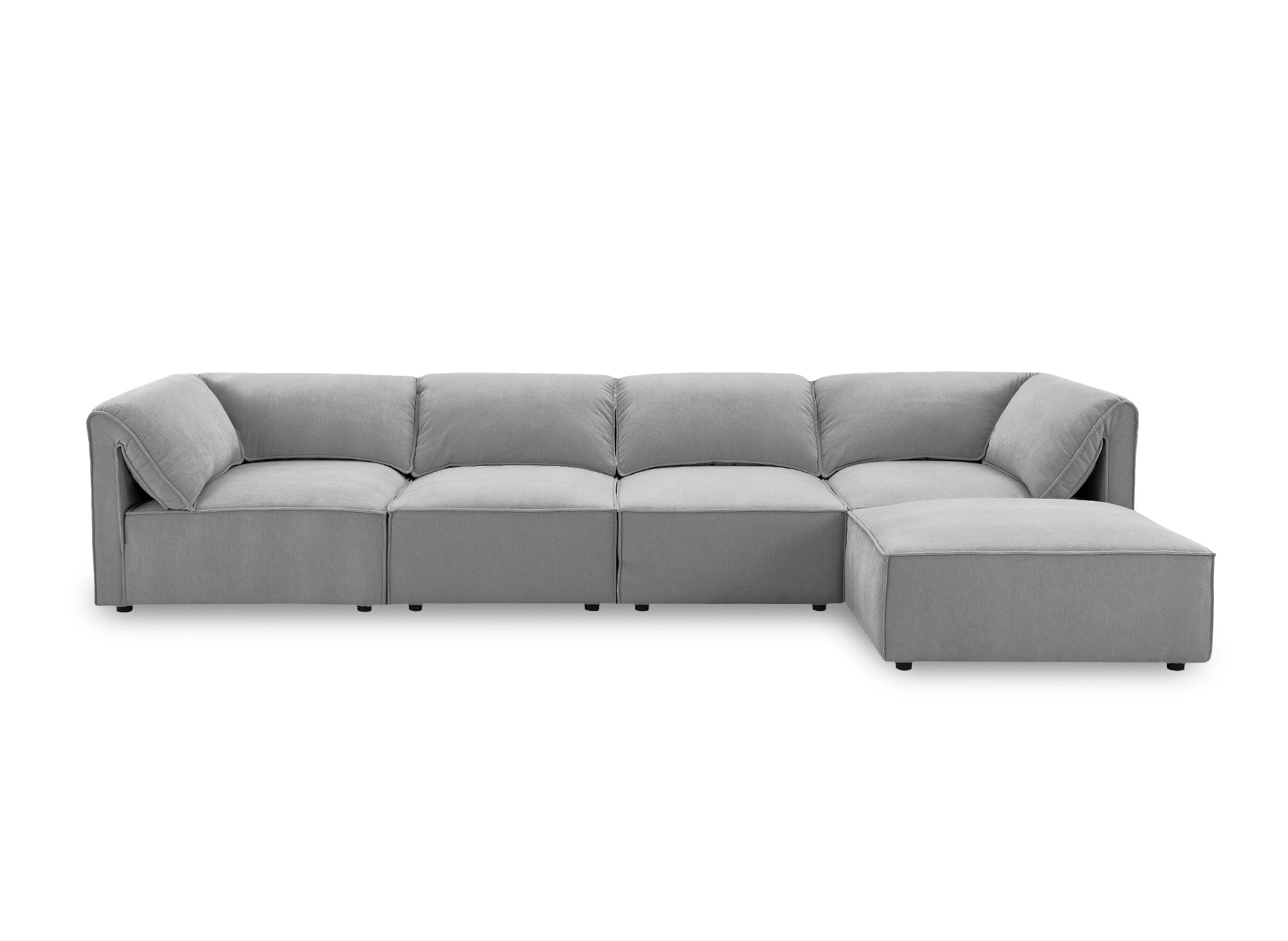 Canapé d'angle modulable en velours gris HARINA