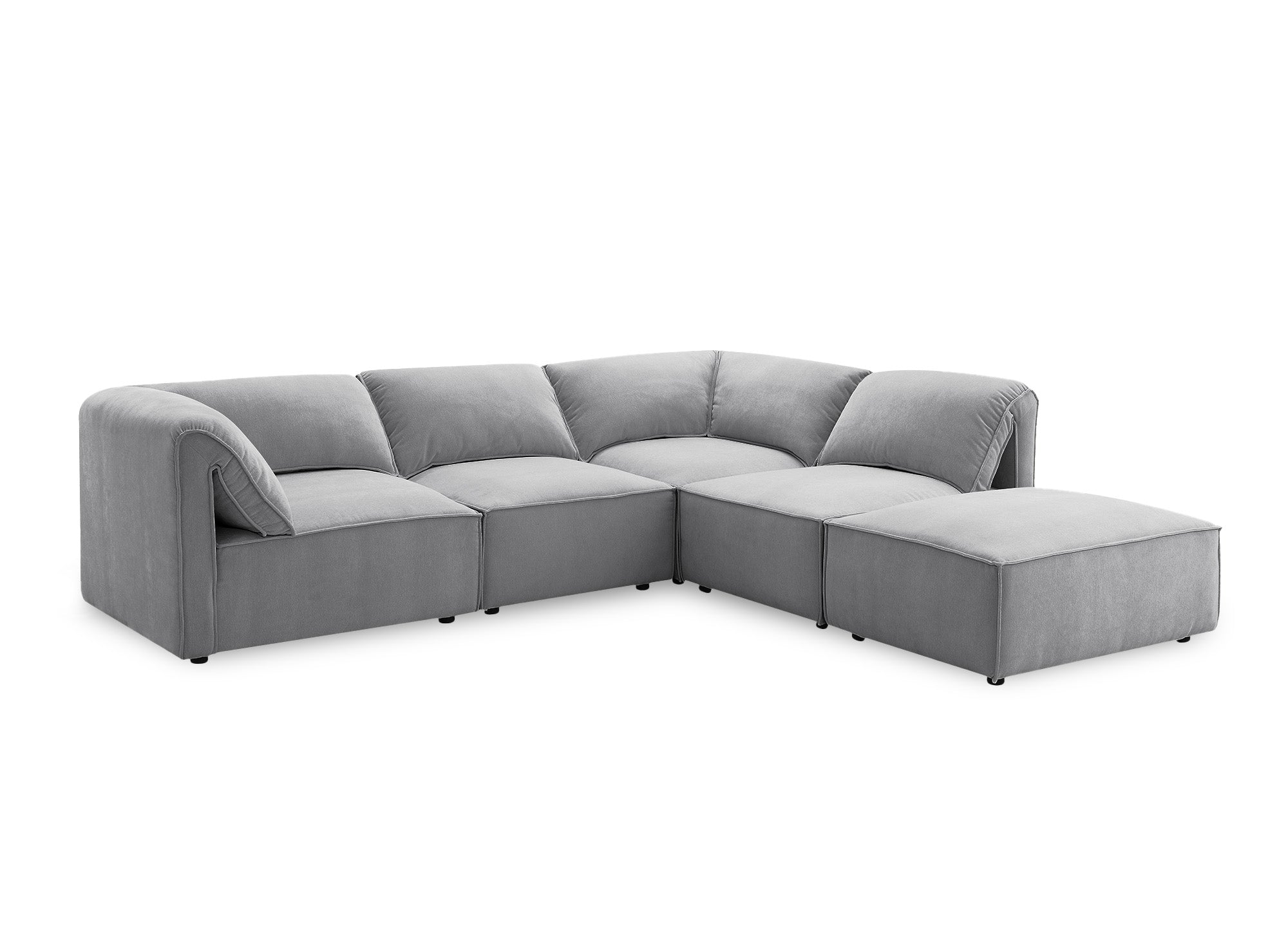 Canapé d'angle modulable en velours gris HARINA
