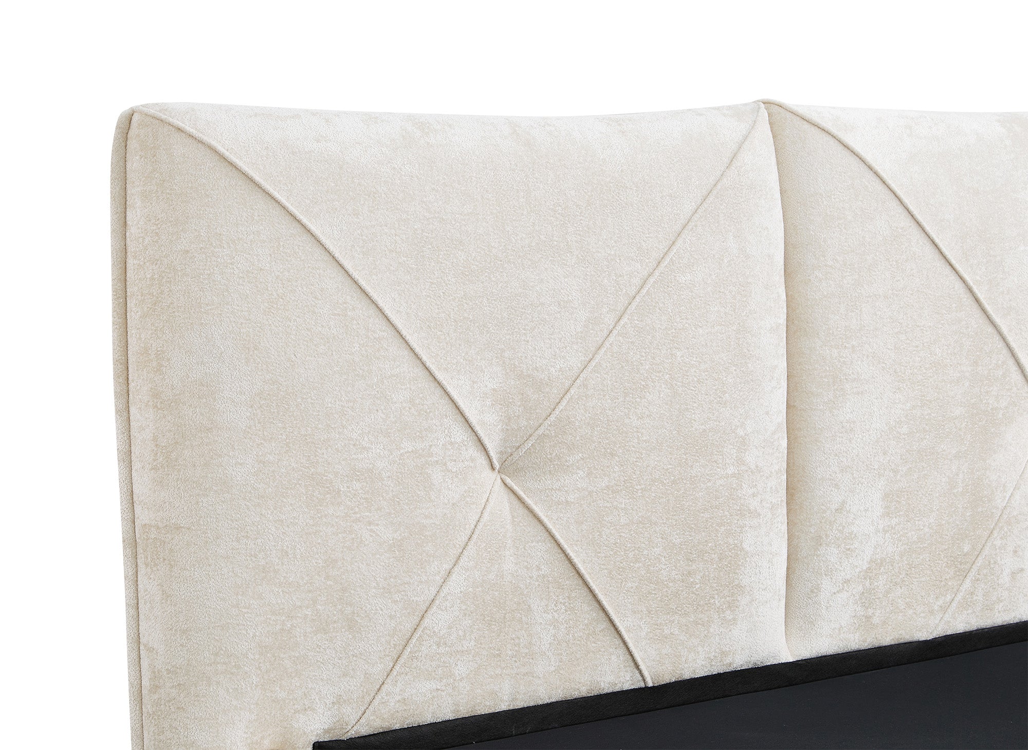 Lit coffre en tissu bouclette doux beige 180x200 cm NOAH