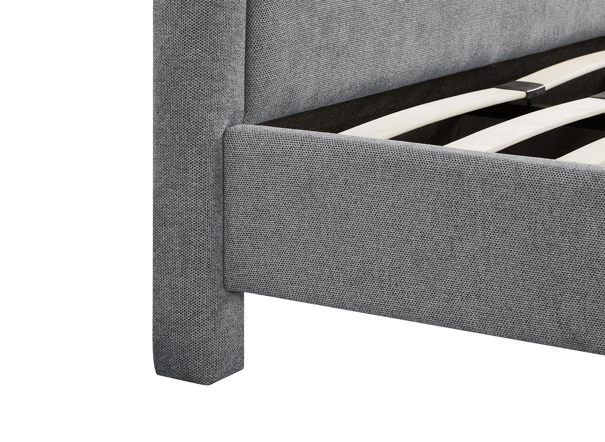 Lit double en tissu doux gris 180 x200 cm ANELA