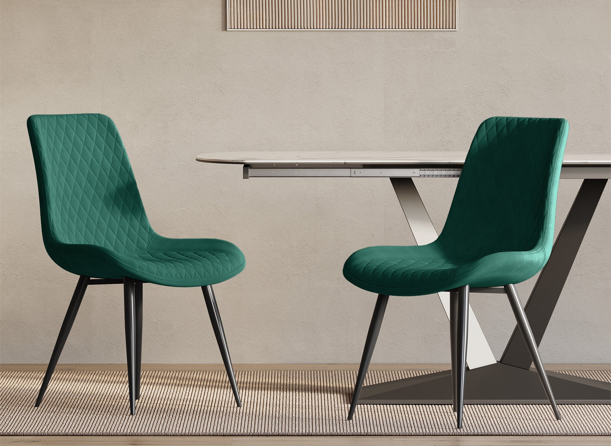 Lot de 2 chaises design en velours vert YOLA