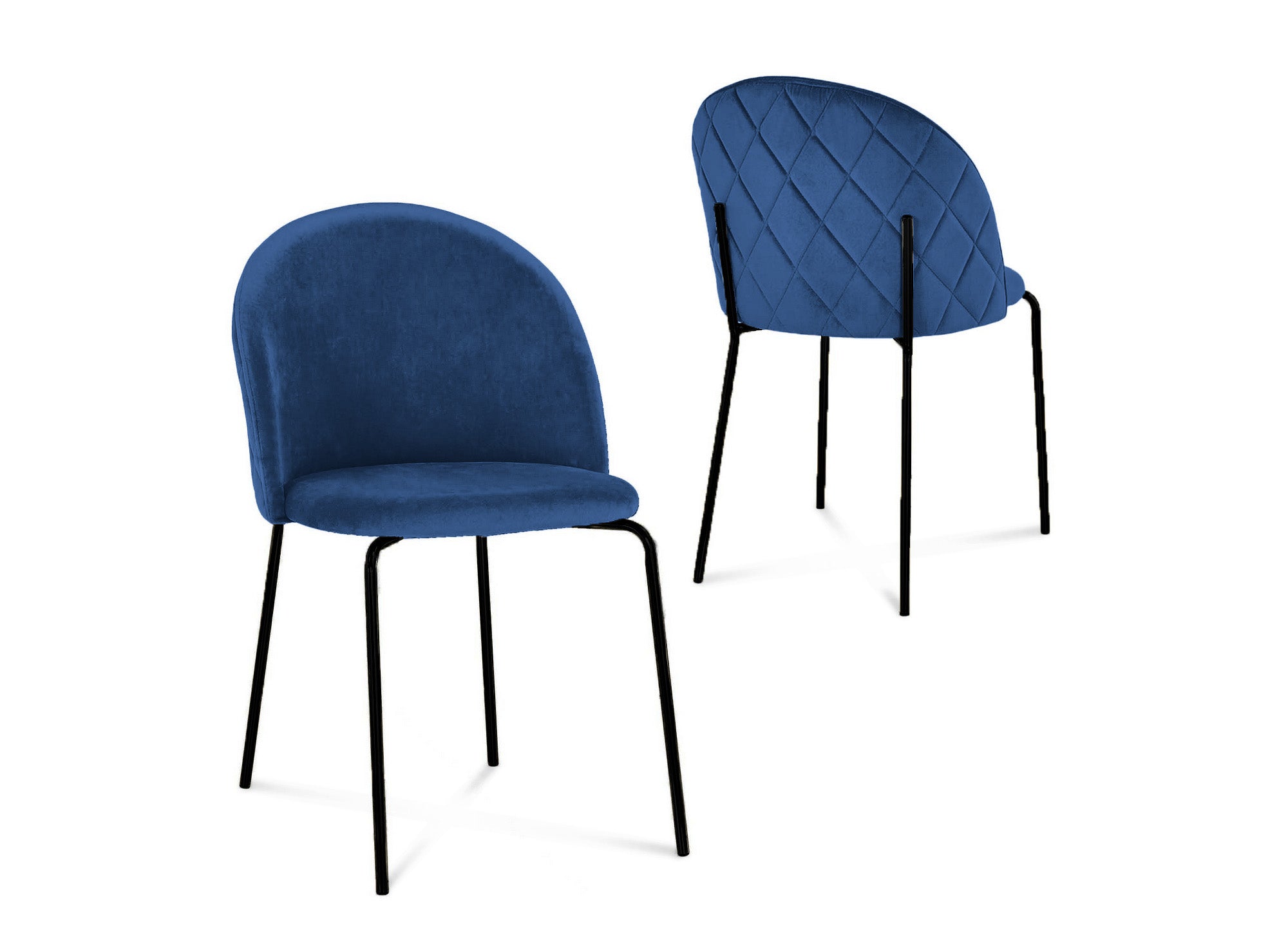 Lot de 2 chaises design en velours bleu pieds noirs KENNETH
