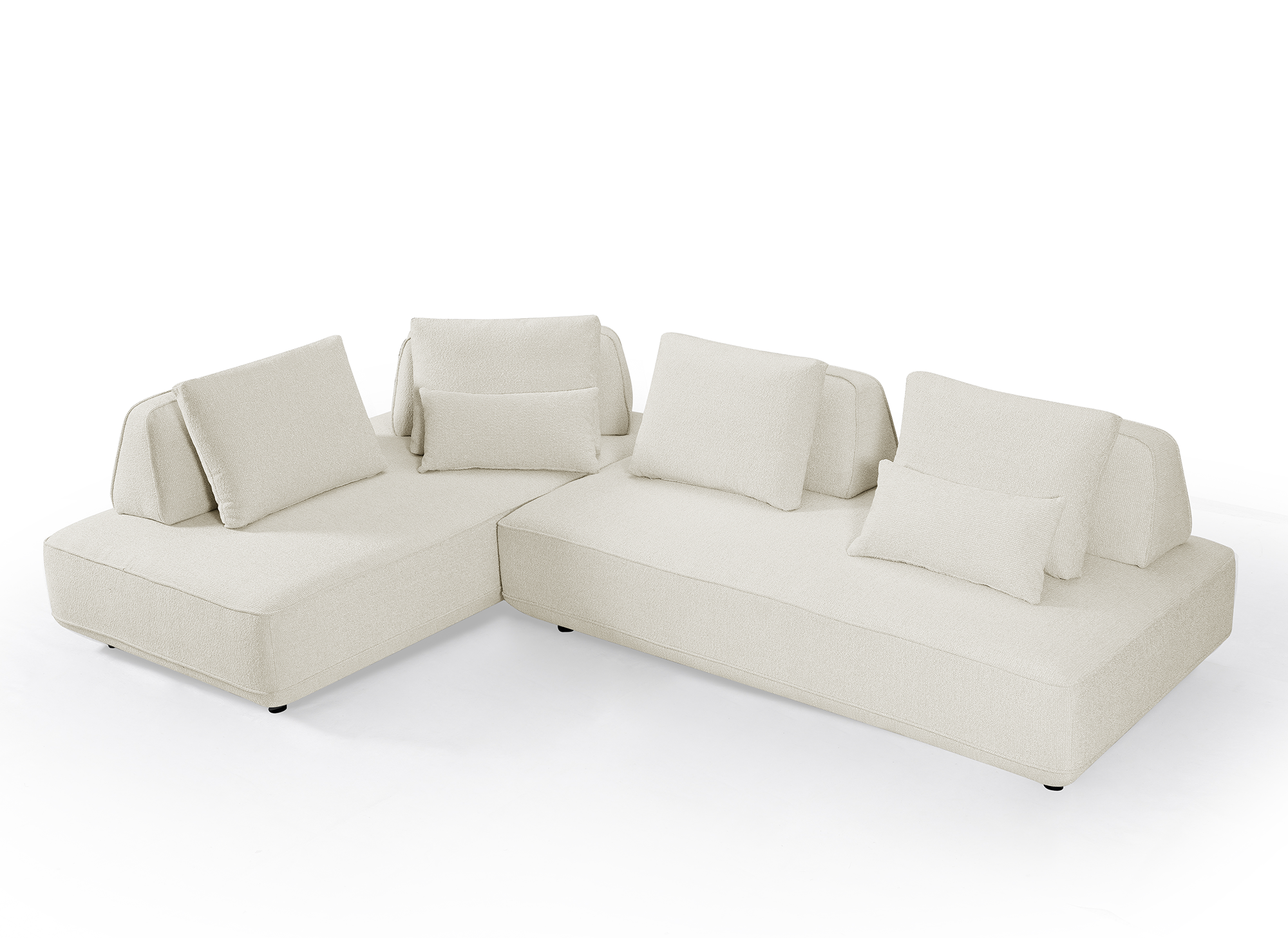 Canapé d'angle réversible en tissu bouclette beige ISAORA