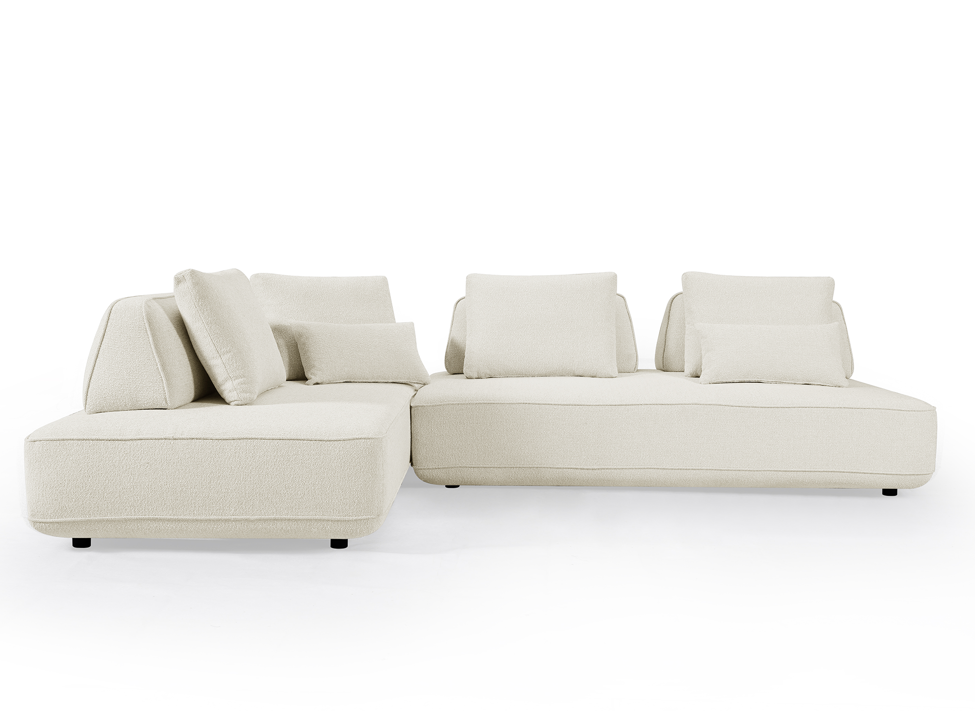 Canapé d'angle réversible en tissu bouclette beige ISAORA