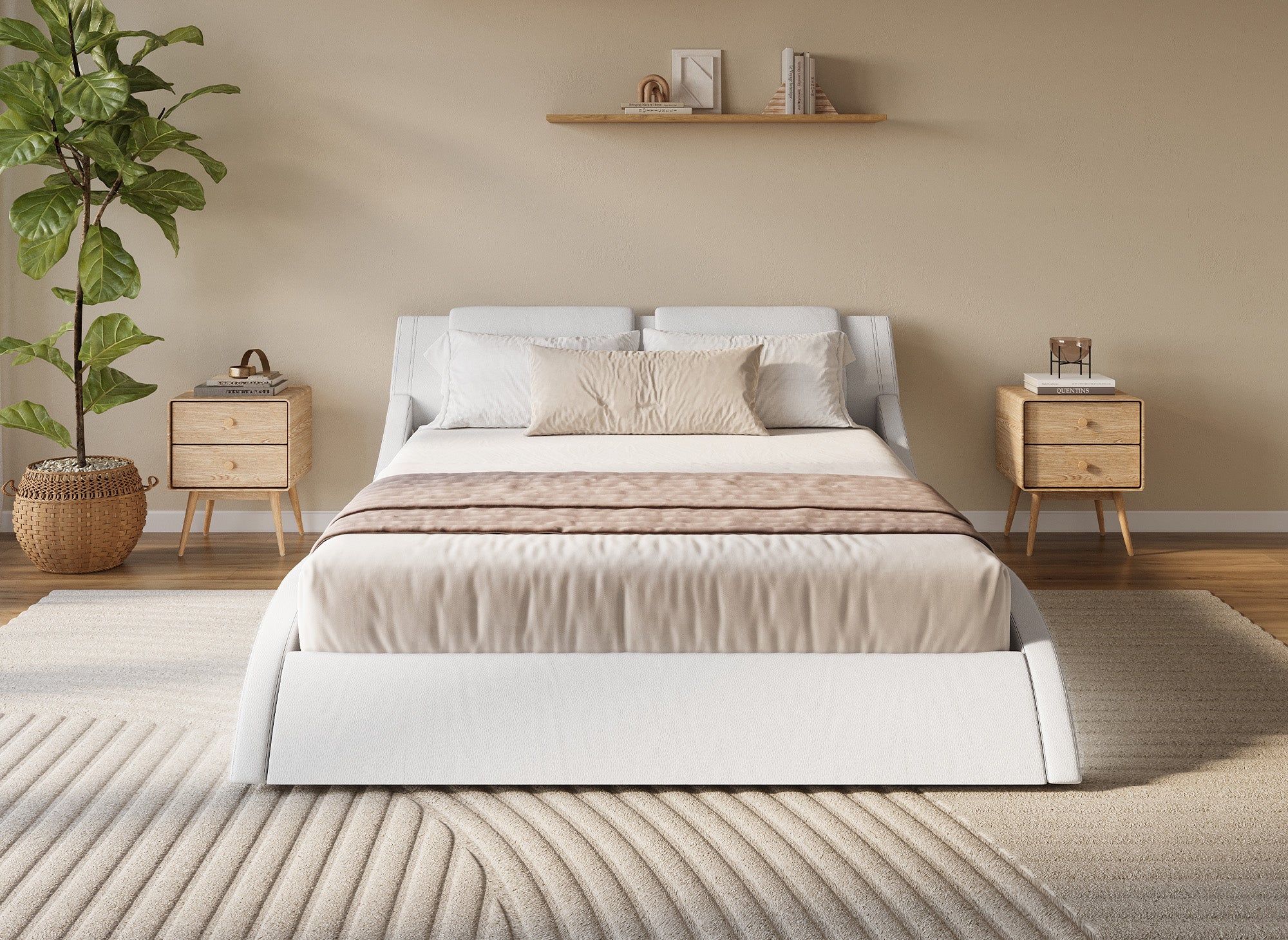 Lit en simili cuir blanc avec LED 180x200 cm ZEDA