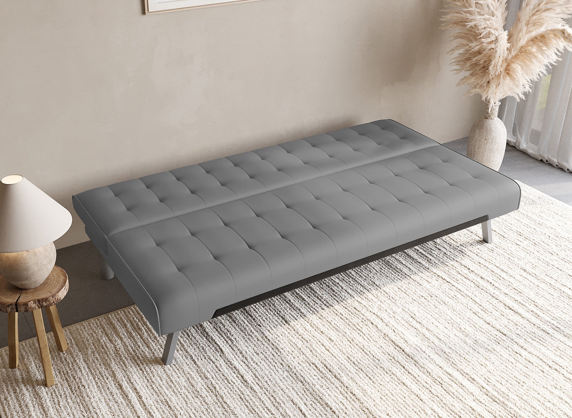 Banquette clic-clac capitonné design gris KEDY