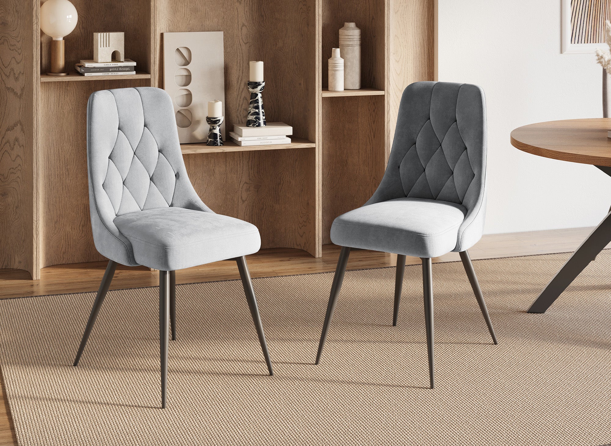 Lot de 4 chaises design en velours gris OLVEA