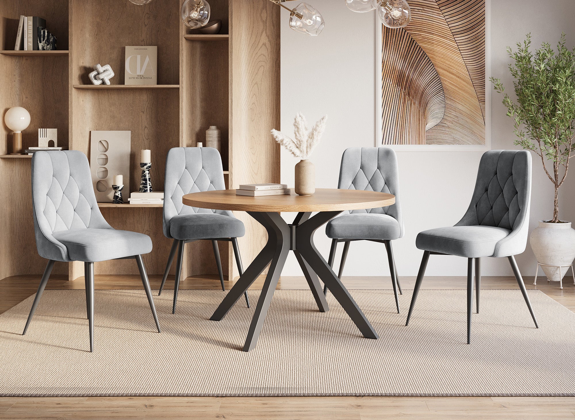 Lot de 4 chaises design en velours gris OLVEA