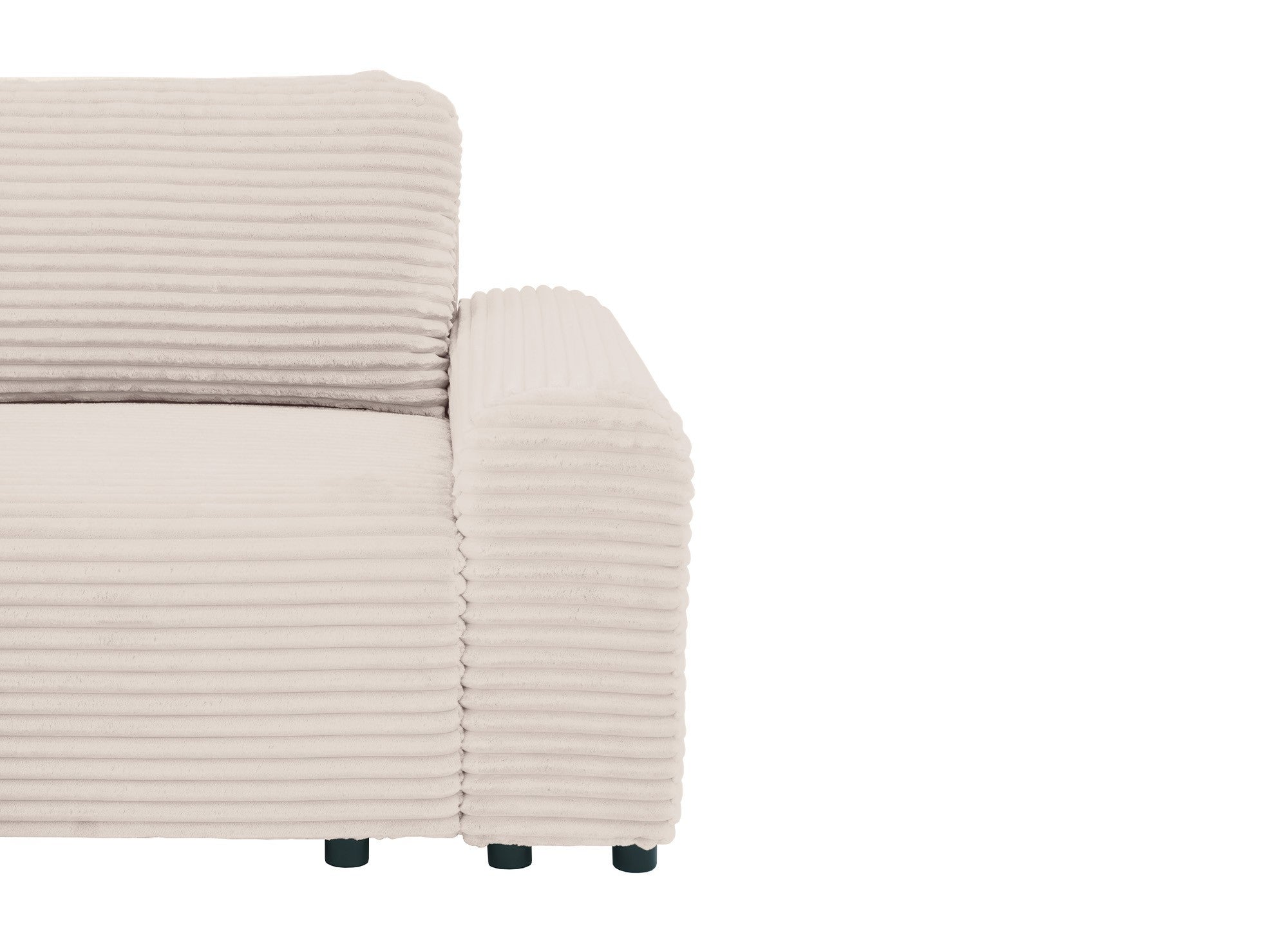 Canapé d'angle gauche convertible avec coffre en velours côtelé épais beige BALI - Angle gauche