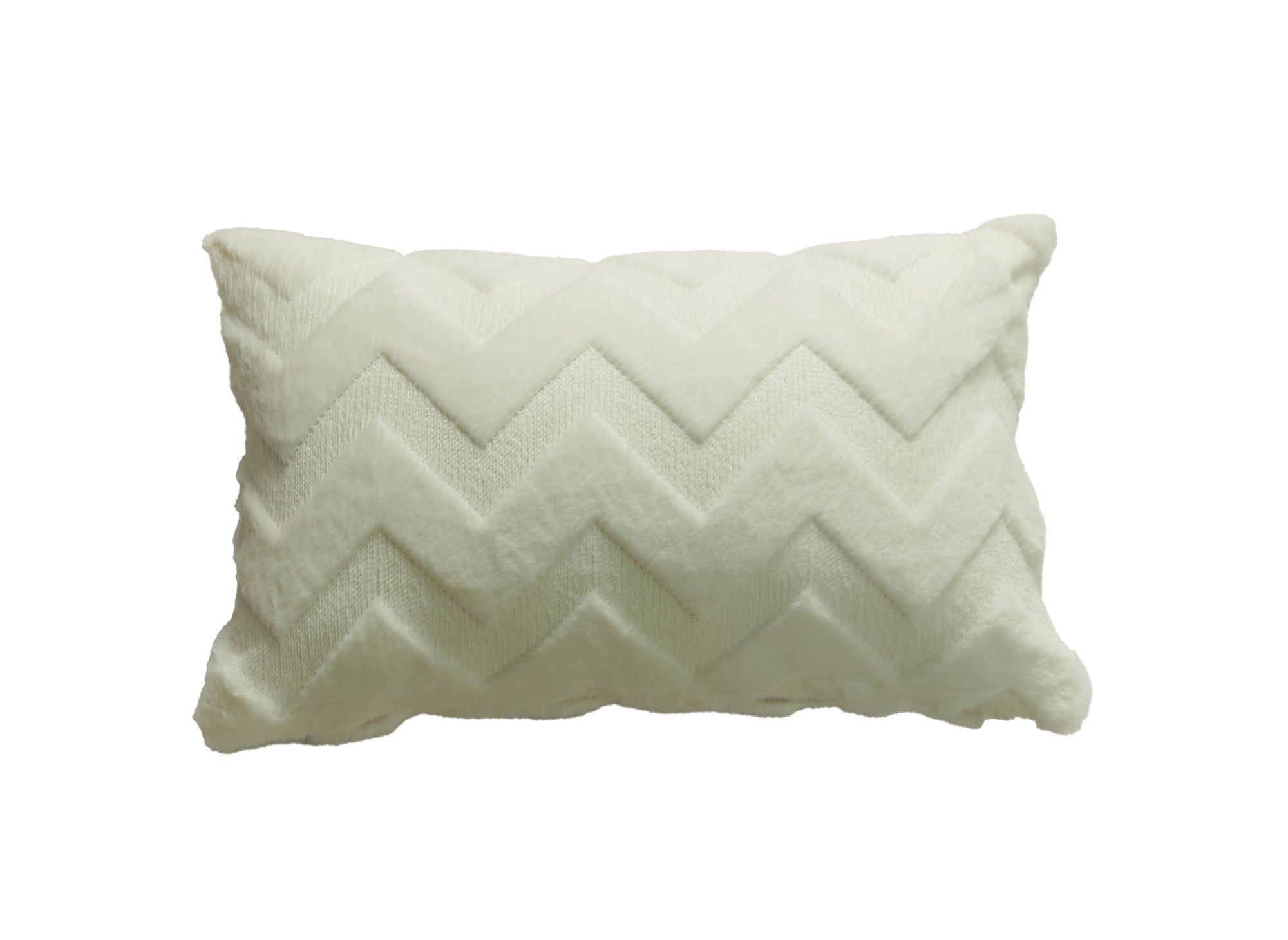 Coussin rectangulaire 50x30 cm en tissu doux motif chevron beige HARRY
