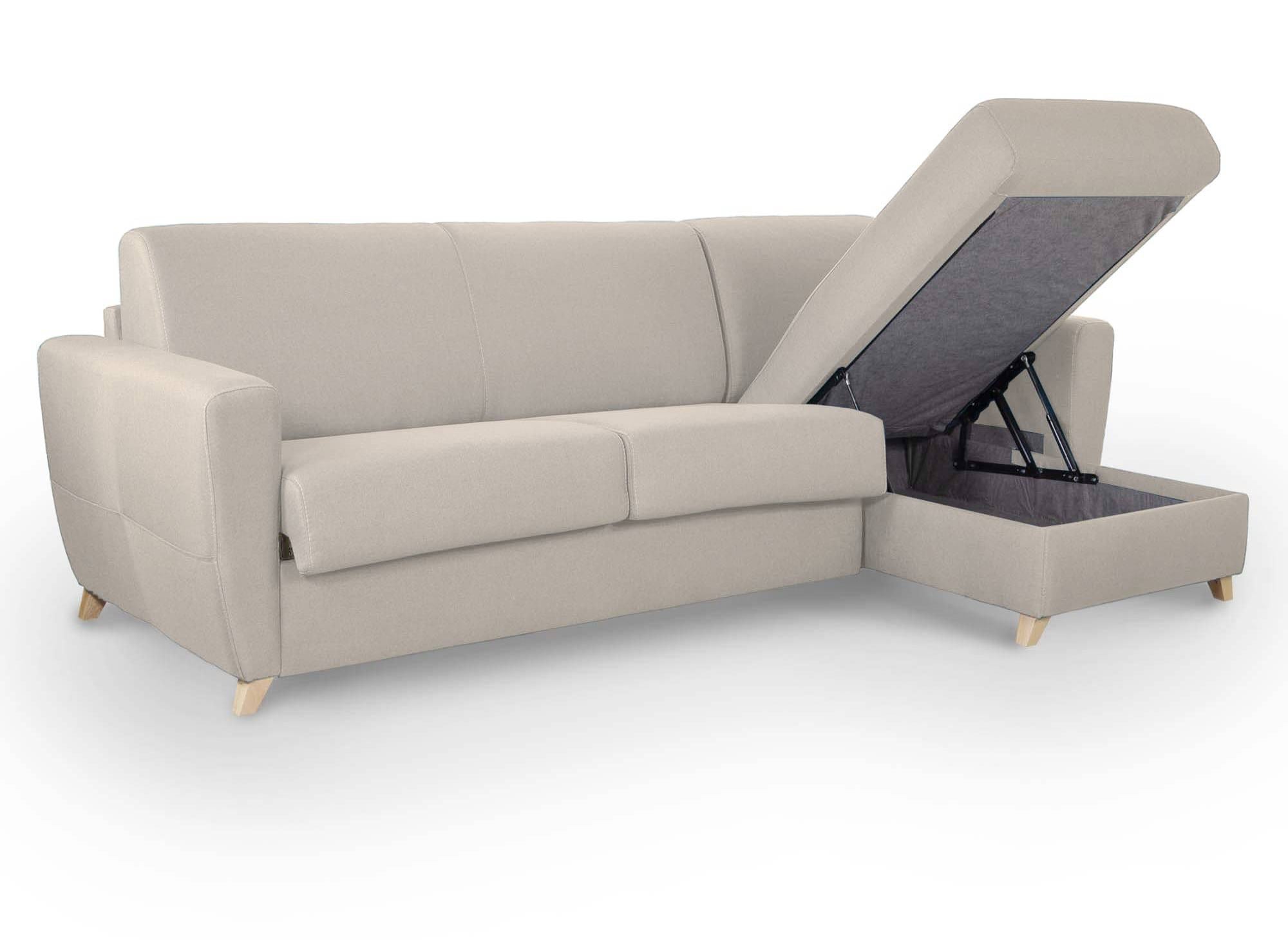 Canapé d'angle convertible réversible scandinave en tissu beige TOBIAS