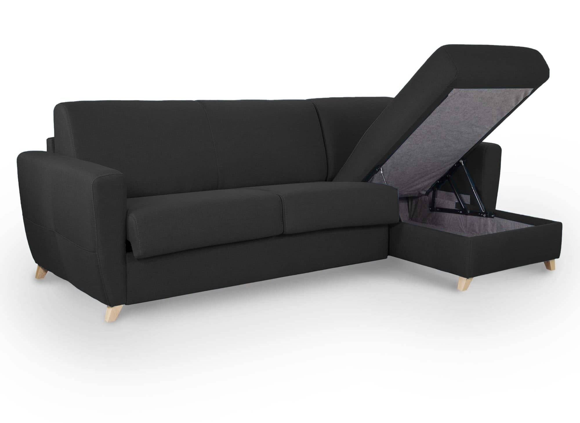 Canapé d'angle convertible réversible scandinave en tissu gris carbon TOBIAS