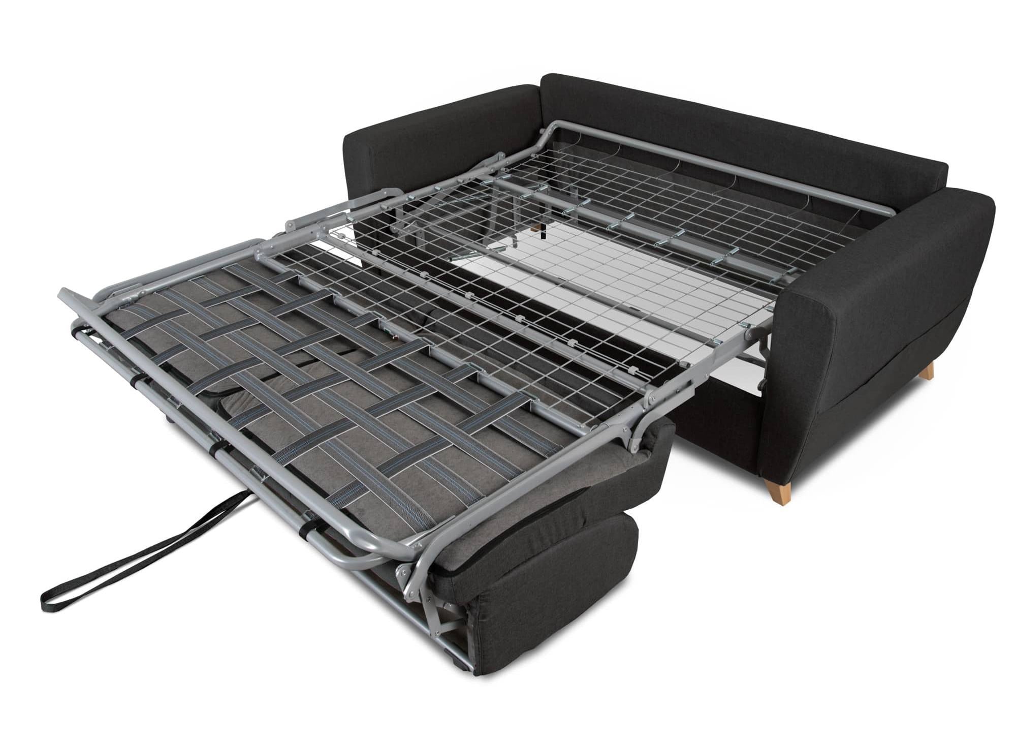 Canapé convertible scandinave 3 places en tissu gris carbon ouverture express TOBIAS