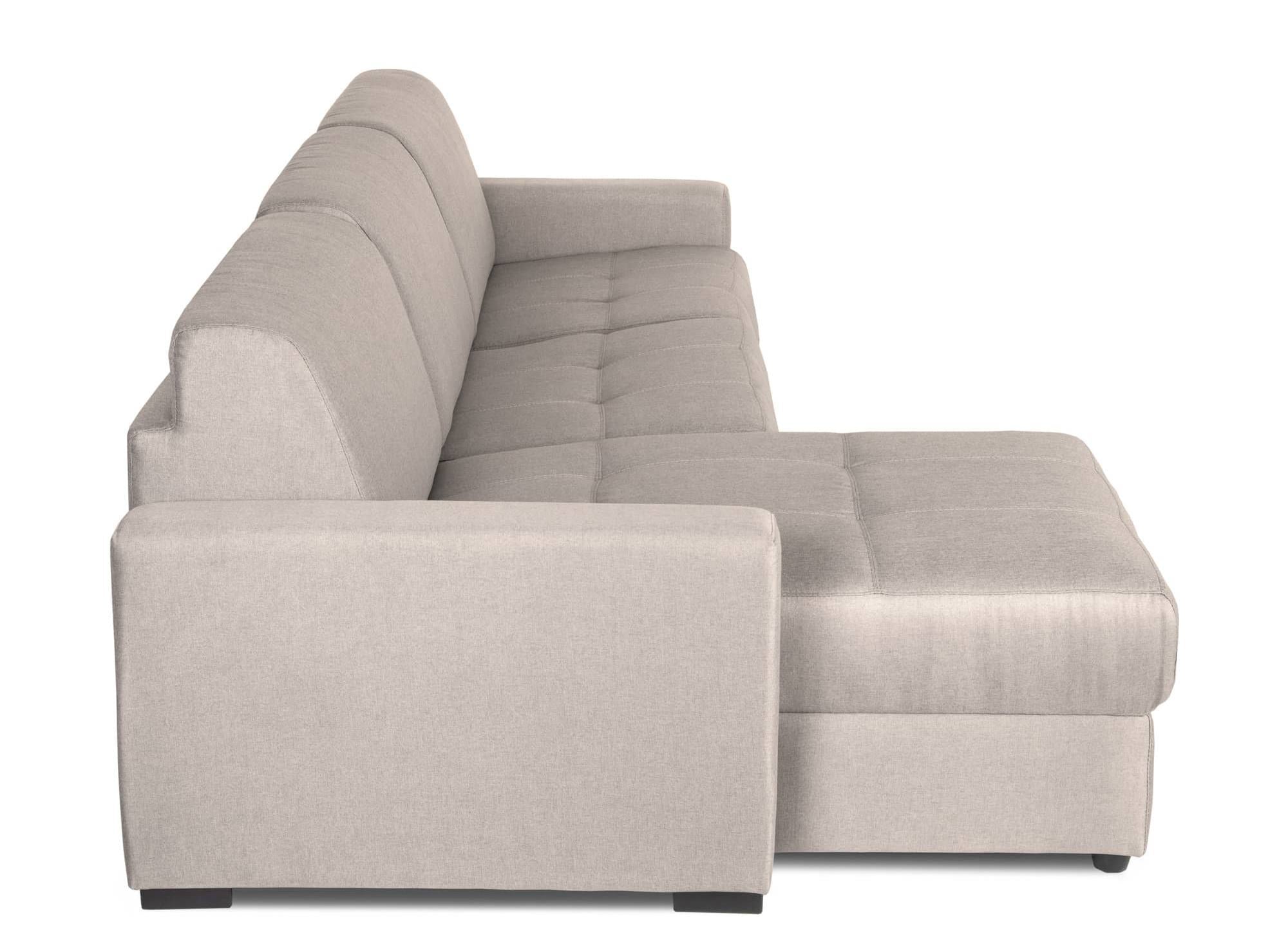 Canapé d'angle réversible convertible LOUNA en tissu beige avec coffre de rangement