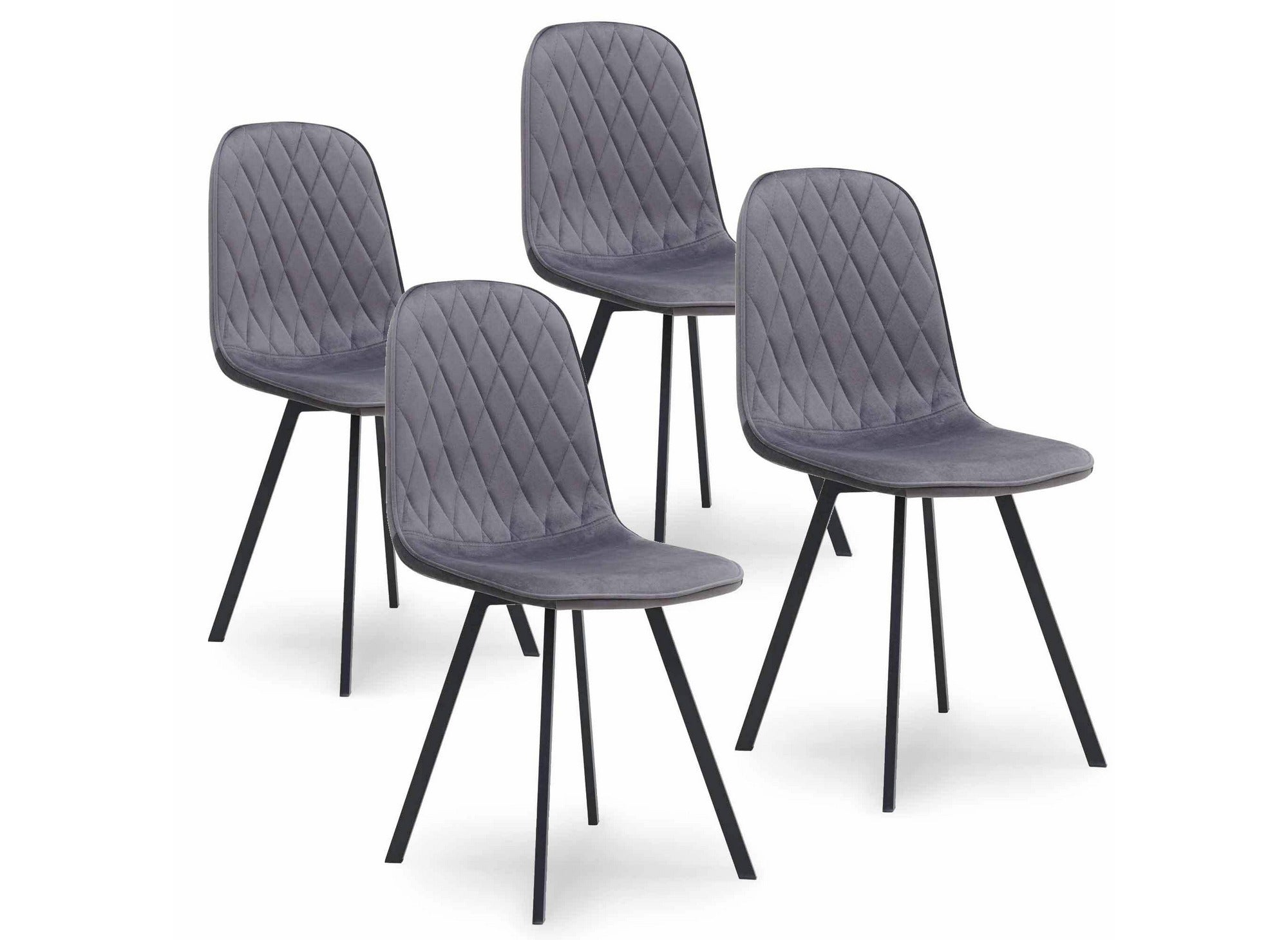 Lot de 4 chaises en tissu velours gris AMBRE
