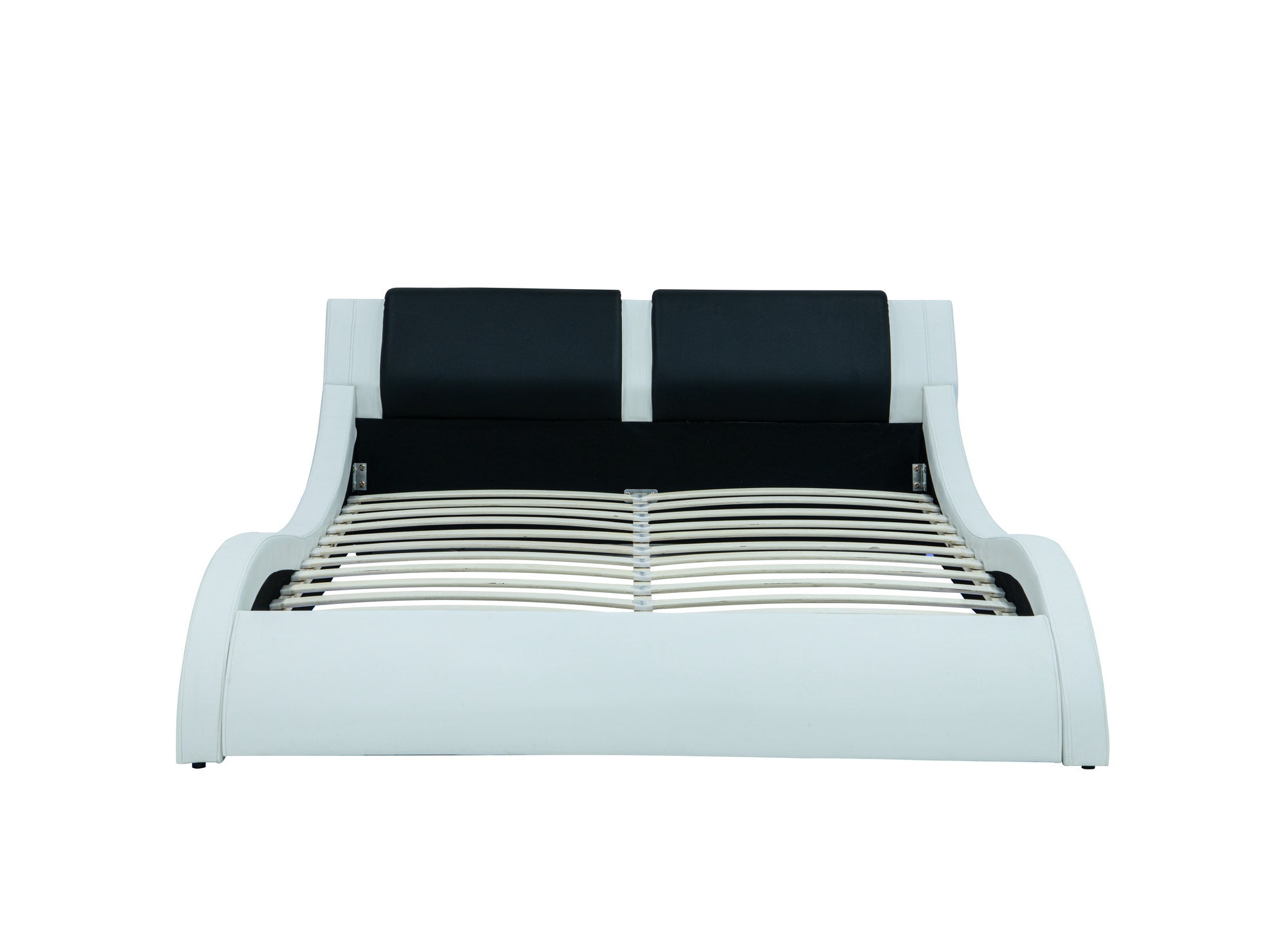 Lit en simili cuir noir et blanc avec LED 140x190 cm ZEDA
