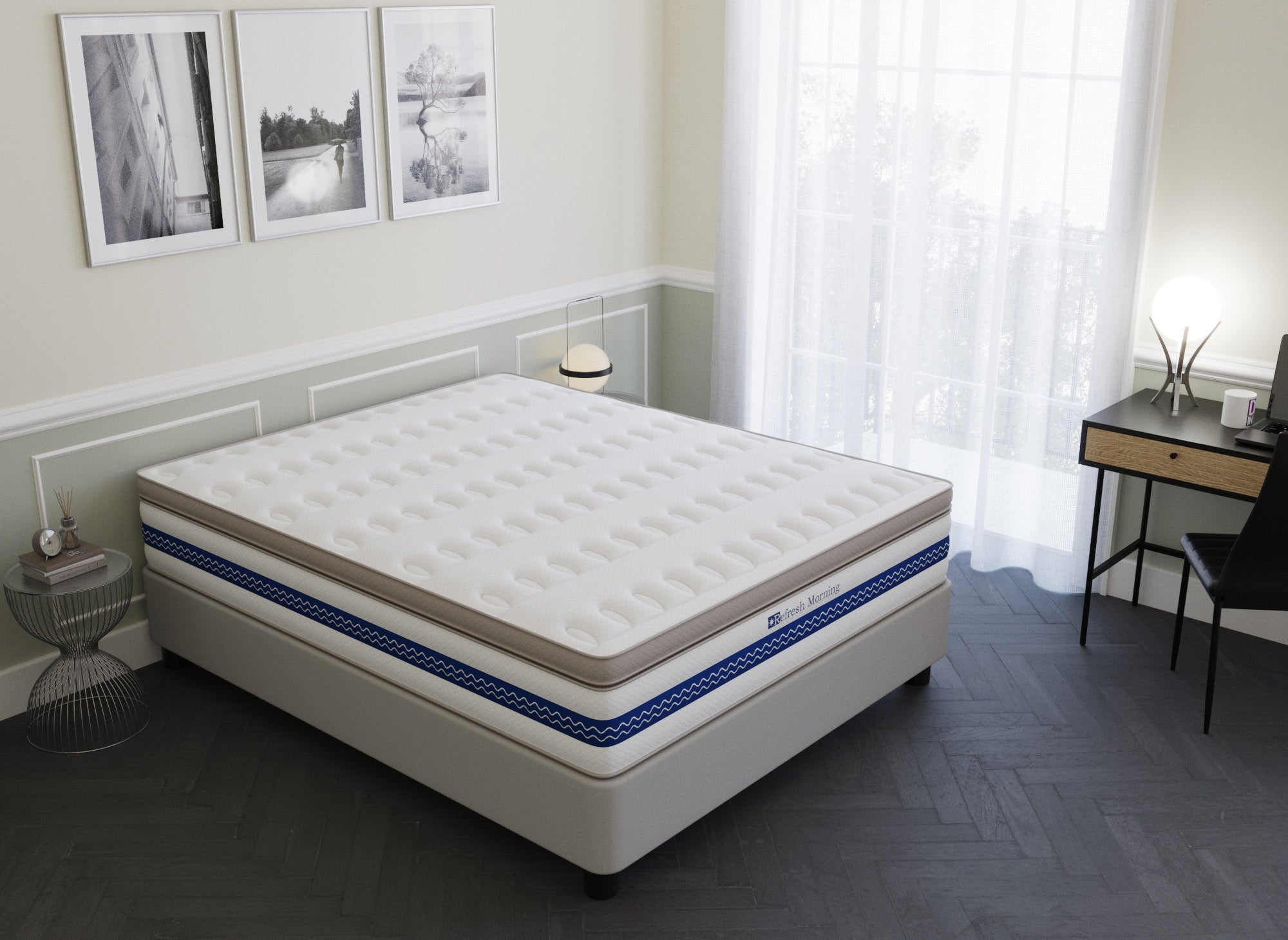 Matelas hybride REFRESH 180 x 200 cm ressorts ensachés et mémoire de forme épaisseur 32 cm