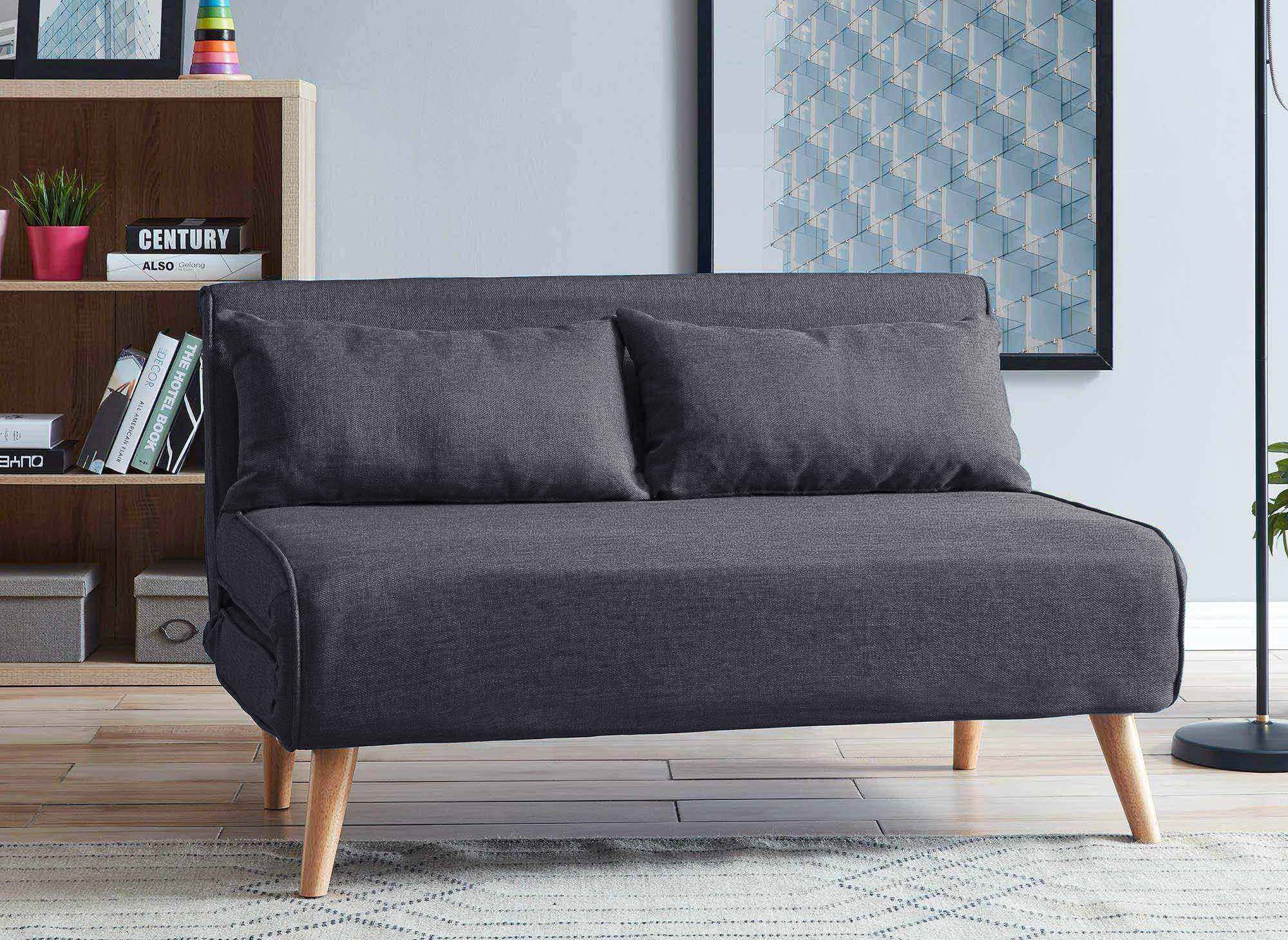 Banquette convertible 2 places en tissu gris TONKA
