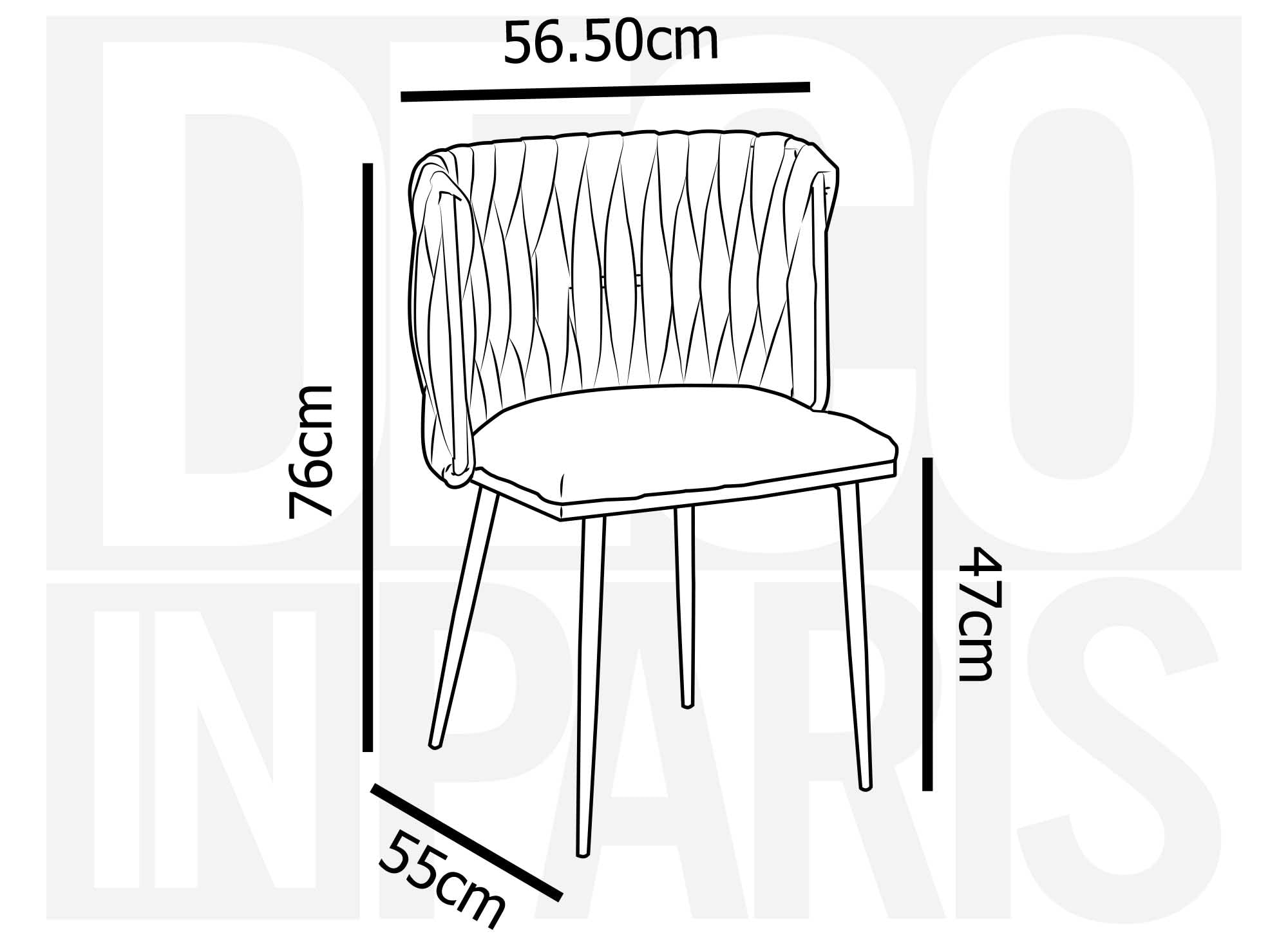 Lot de 2 chaises en velours gris pieds en métal doré POLO