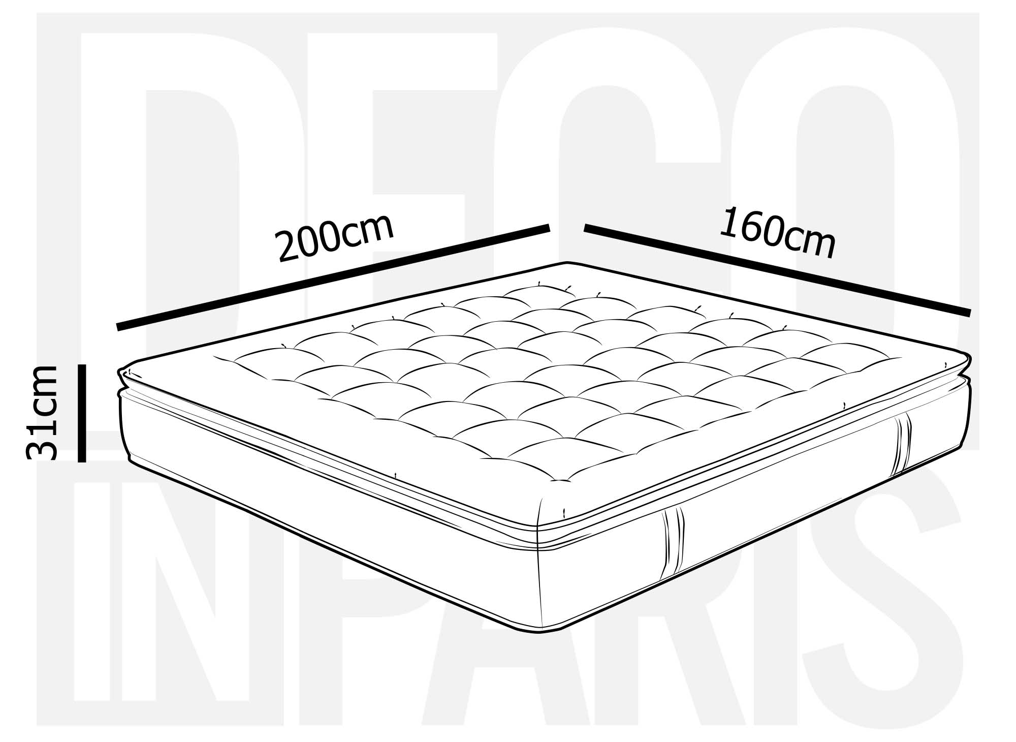Matelas hybride mousse mémoire en gel et ressorts ensachés 160 x 200 cm épaisseur 31 cm SERENA