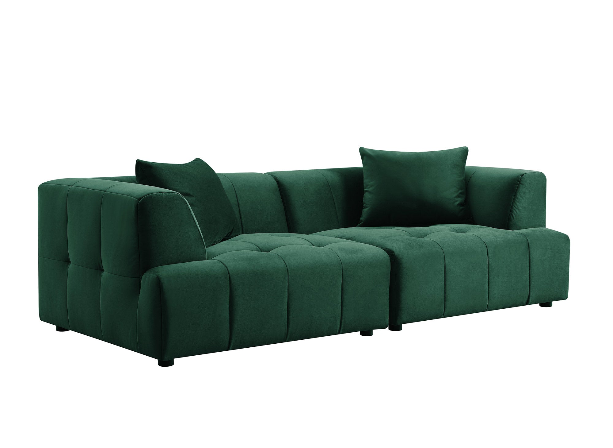 Canapé droit 3 places en velours vert KELIA