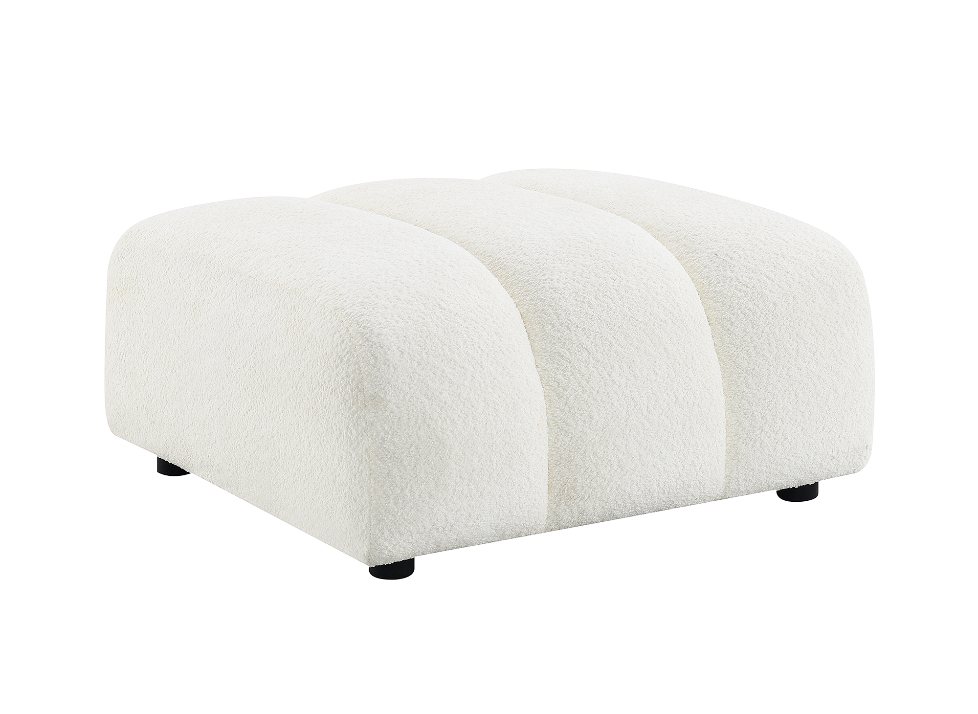 Pouf en tissu bouclette écru AELIS