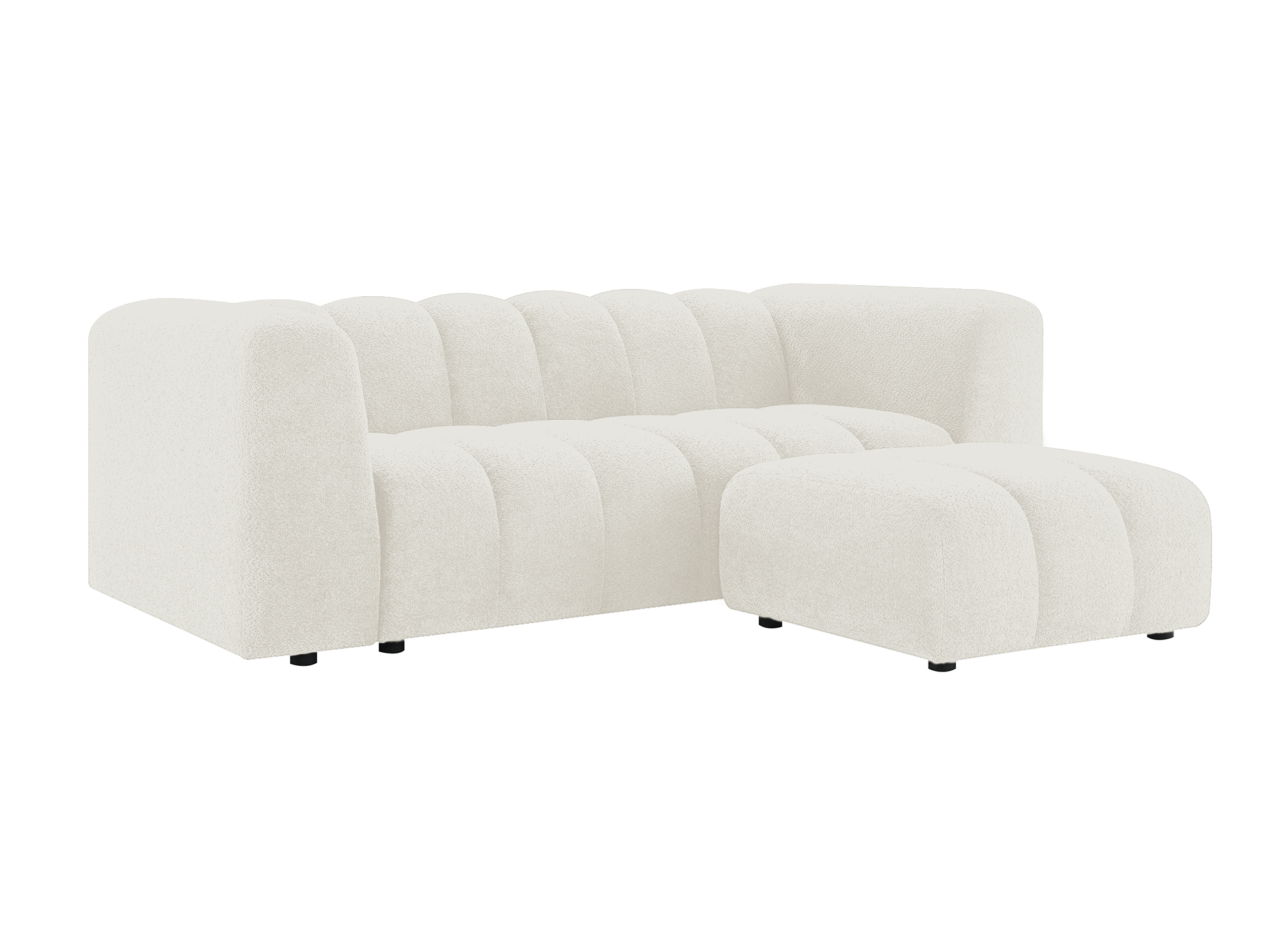 Pouf en tissu bouclette écru AELIS