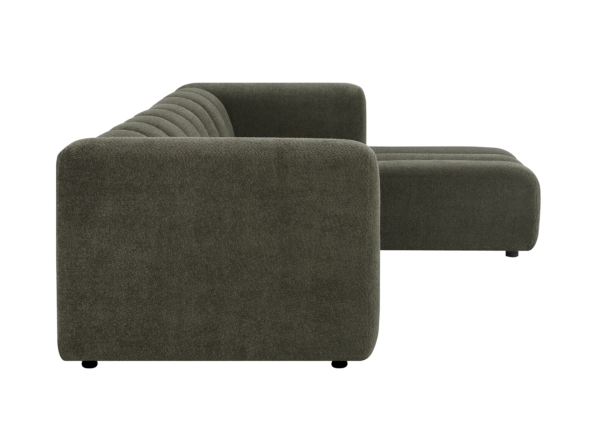 Canapé d'angle réversible en tissu bouclette vert AELIS