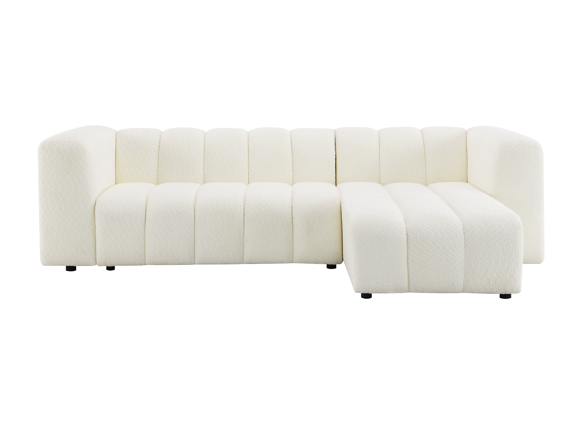 Canapé d'angle réversible en tissu bouclette écru AELIS