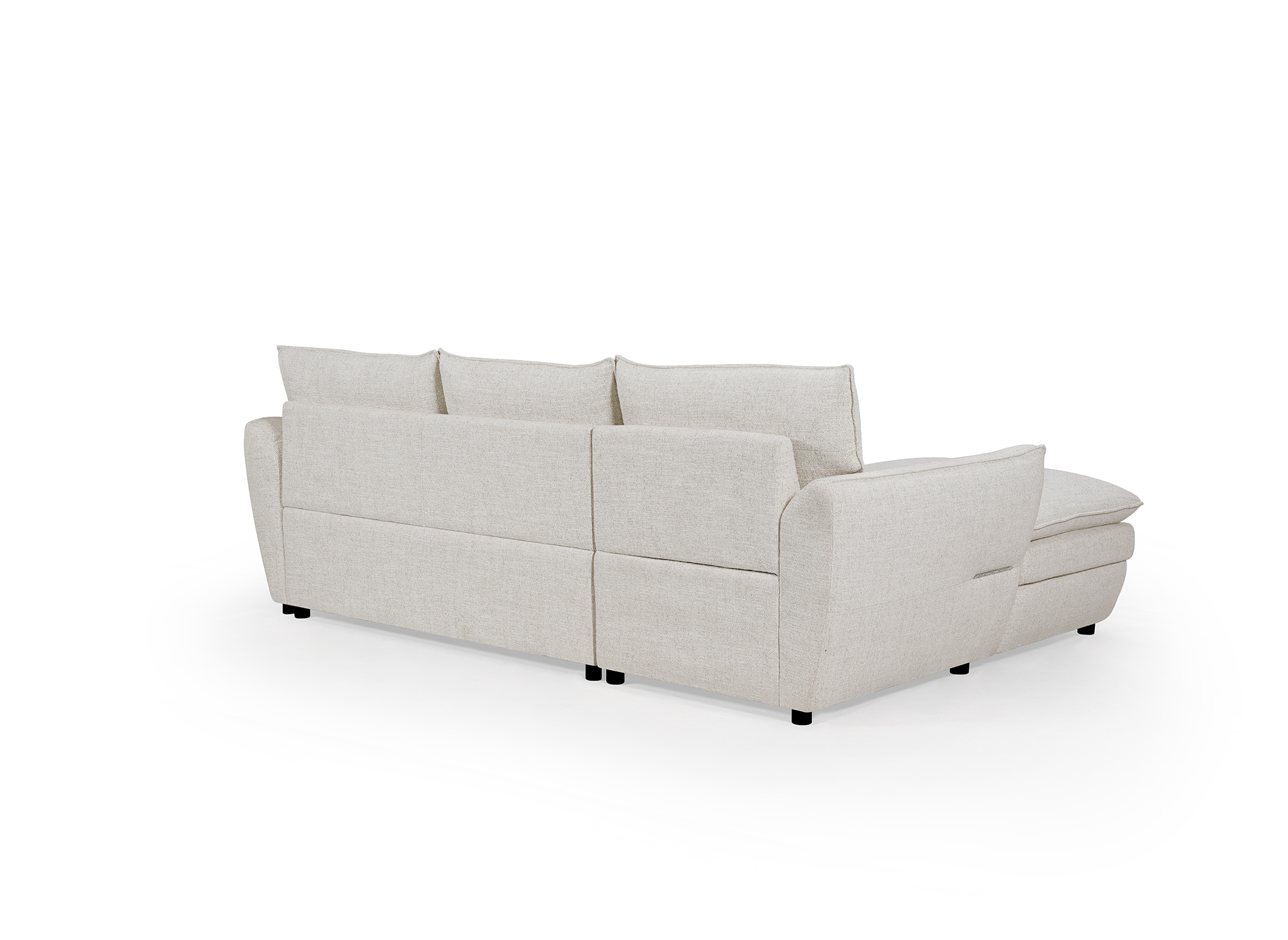 Canapé d'angle convertible avec coffre en tissu beige CAPUCINE - Angle gauche