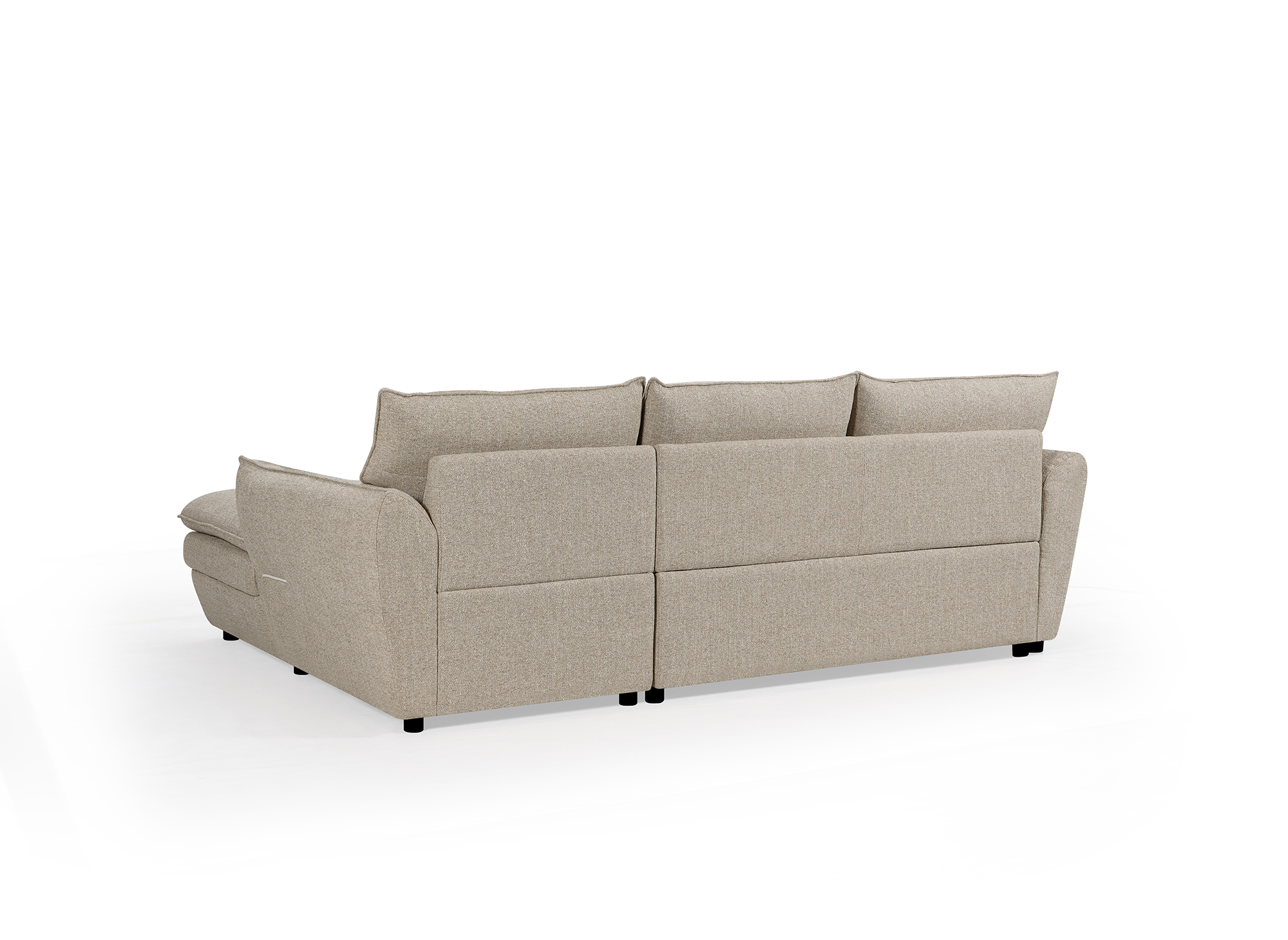 Canapé d'angle convertible avec coffre en tissu taupe CAPUCINE - Angle droit