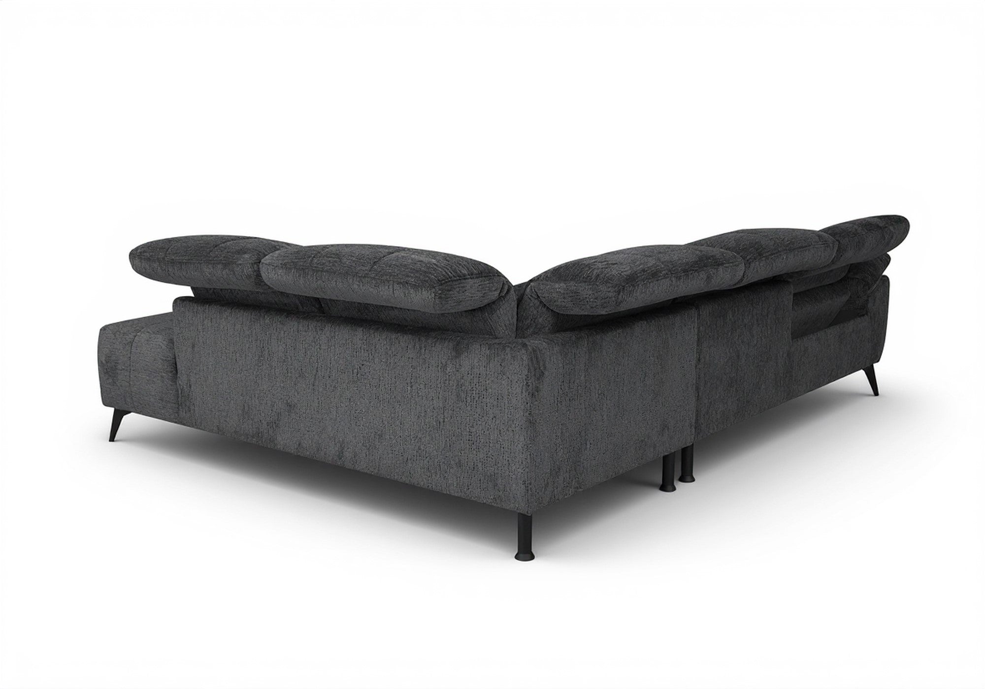 Canapé d'angle relax électrique en velours chiné gris SOLINA - Angle droit