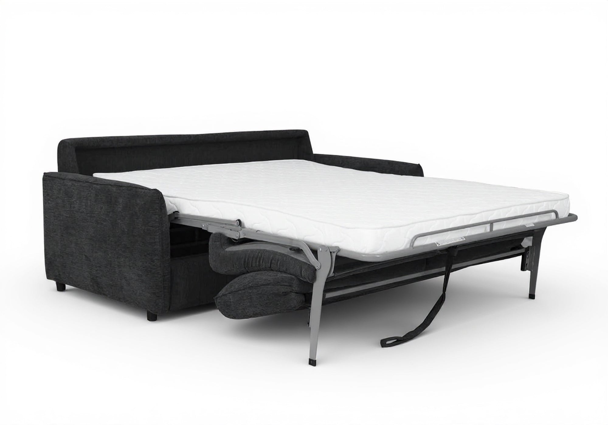 Canapé convertible express 3 places en velours texturé gris foncé CHIARA