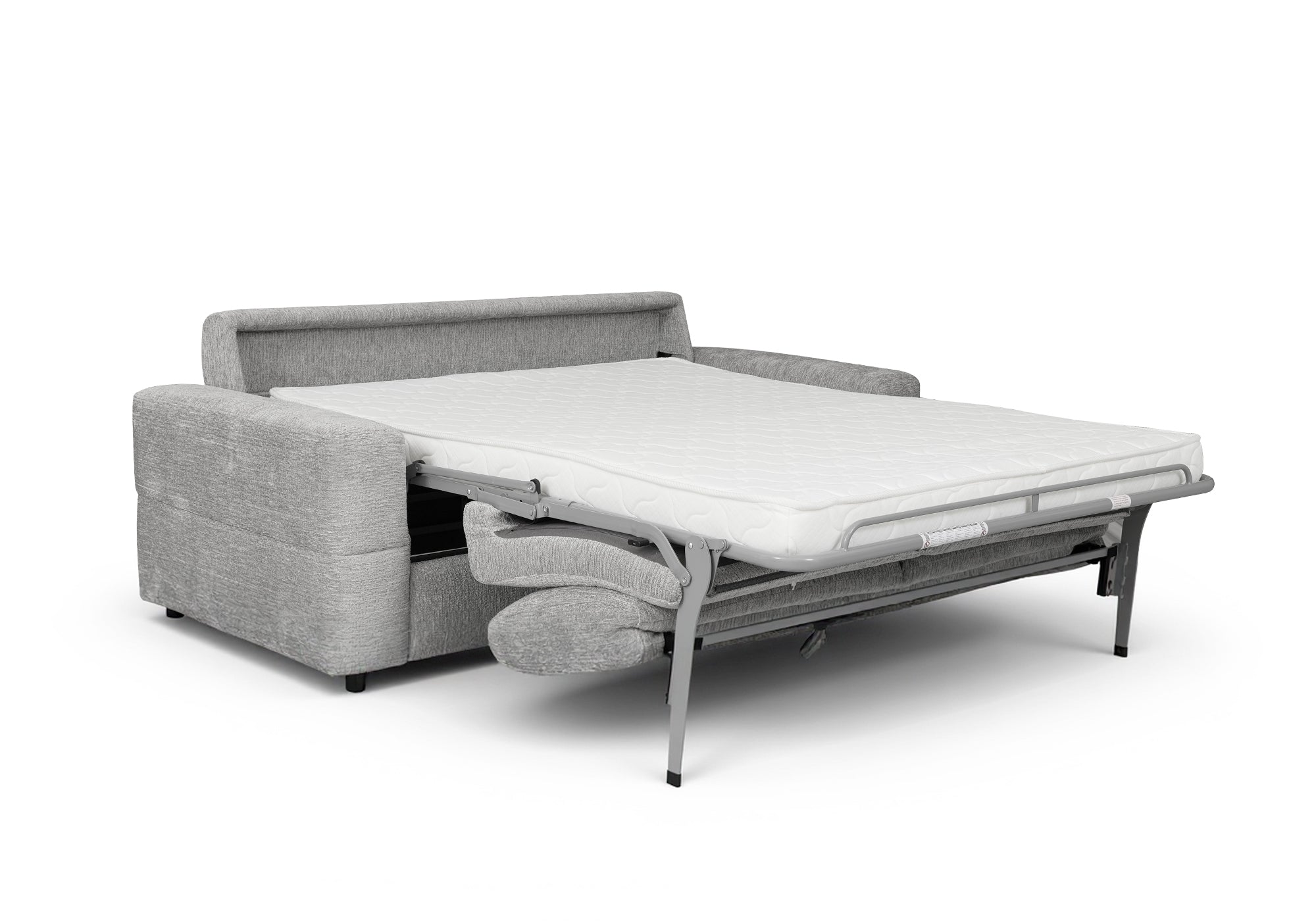 Canapé convertible express 3 places en velours chiné gris clair AMAURY