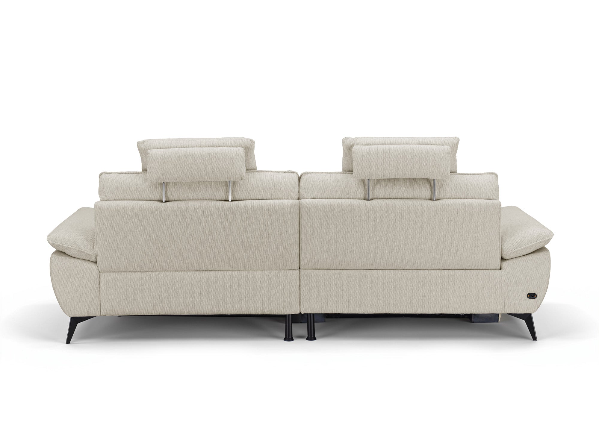 Canapé d’angle relax électrique en velours chiné beige LYANA - Angle droit