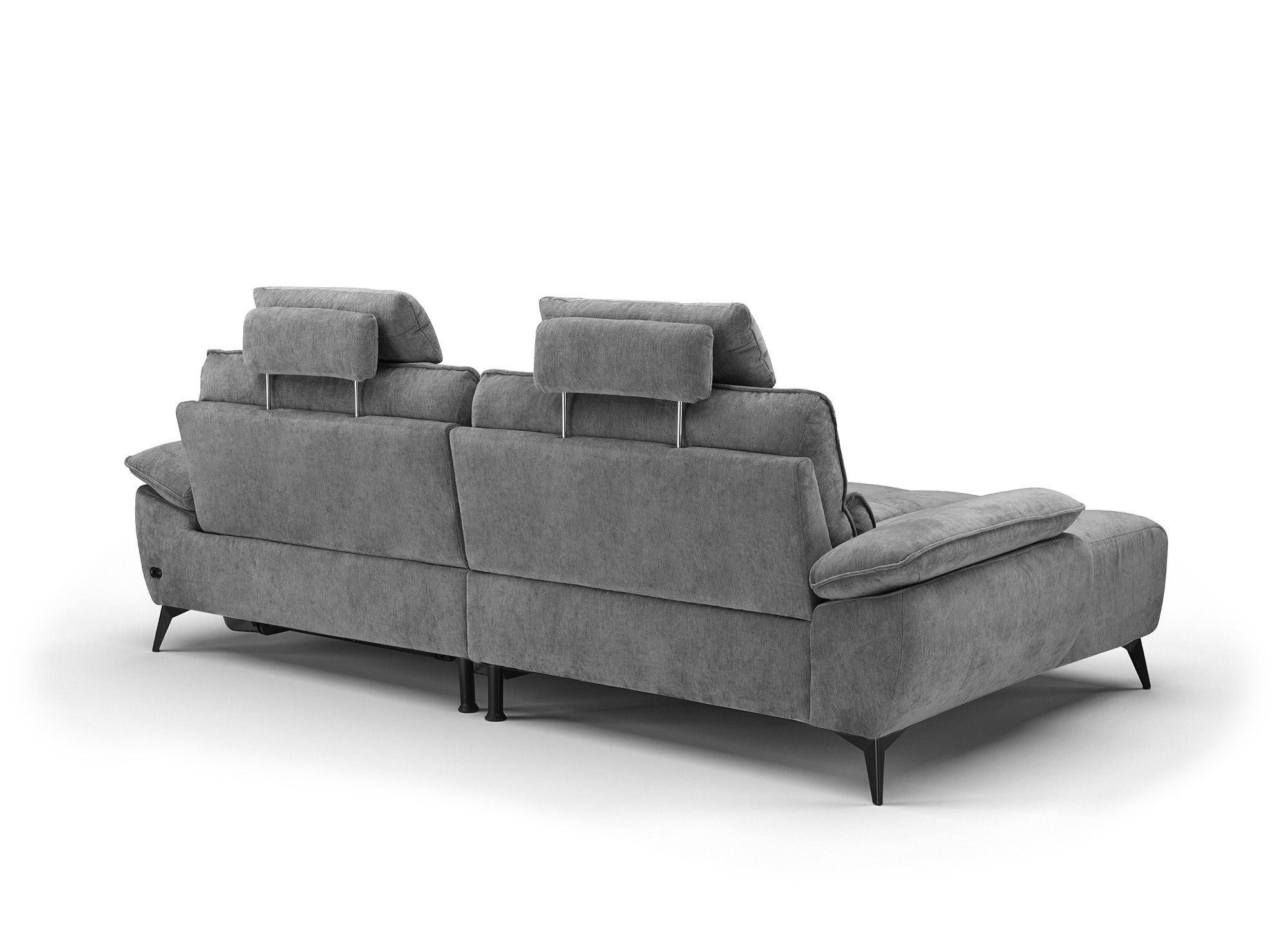 Canapé d’angle relax électrique en velours chiné gris LYANA - Angle gauche