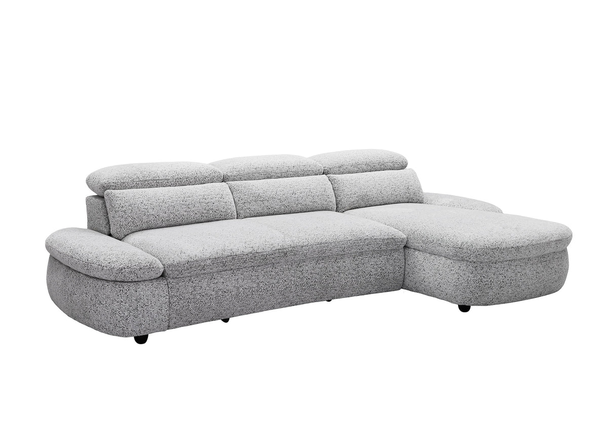 Canapé d'angle relax électrique en tissu bouclette gris CLEMENT - Angle droit