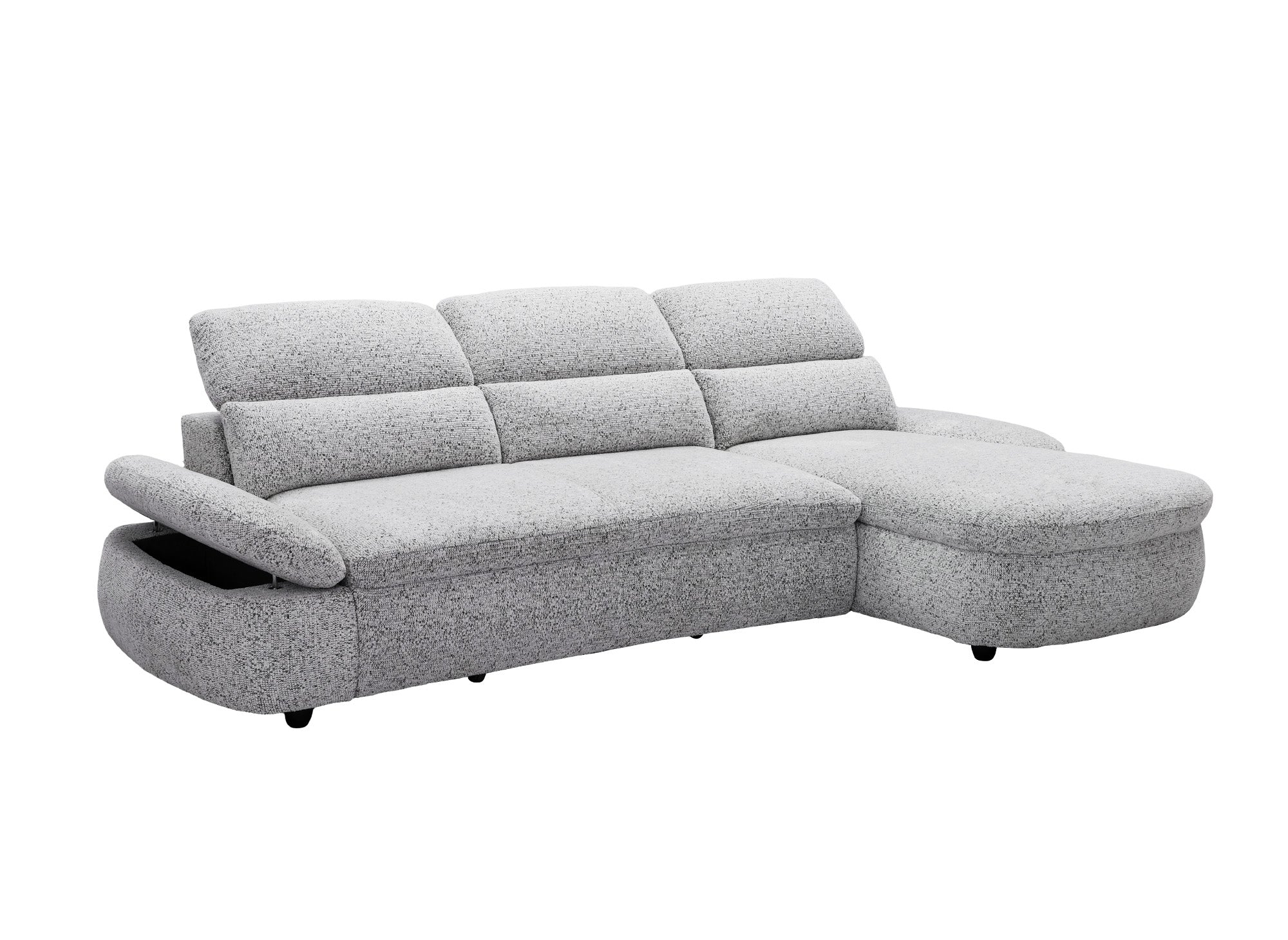 Canapé d'angle relax électrique en tissu bouclette gris CLEMENT - Angle droit
