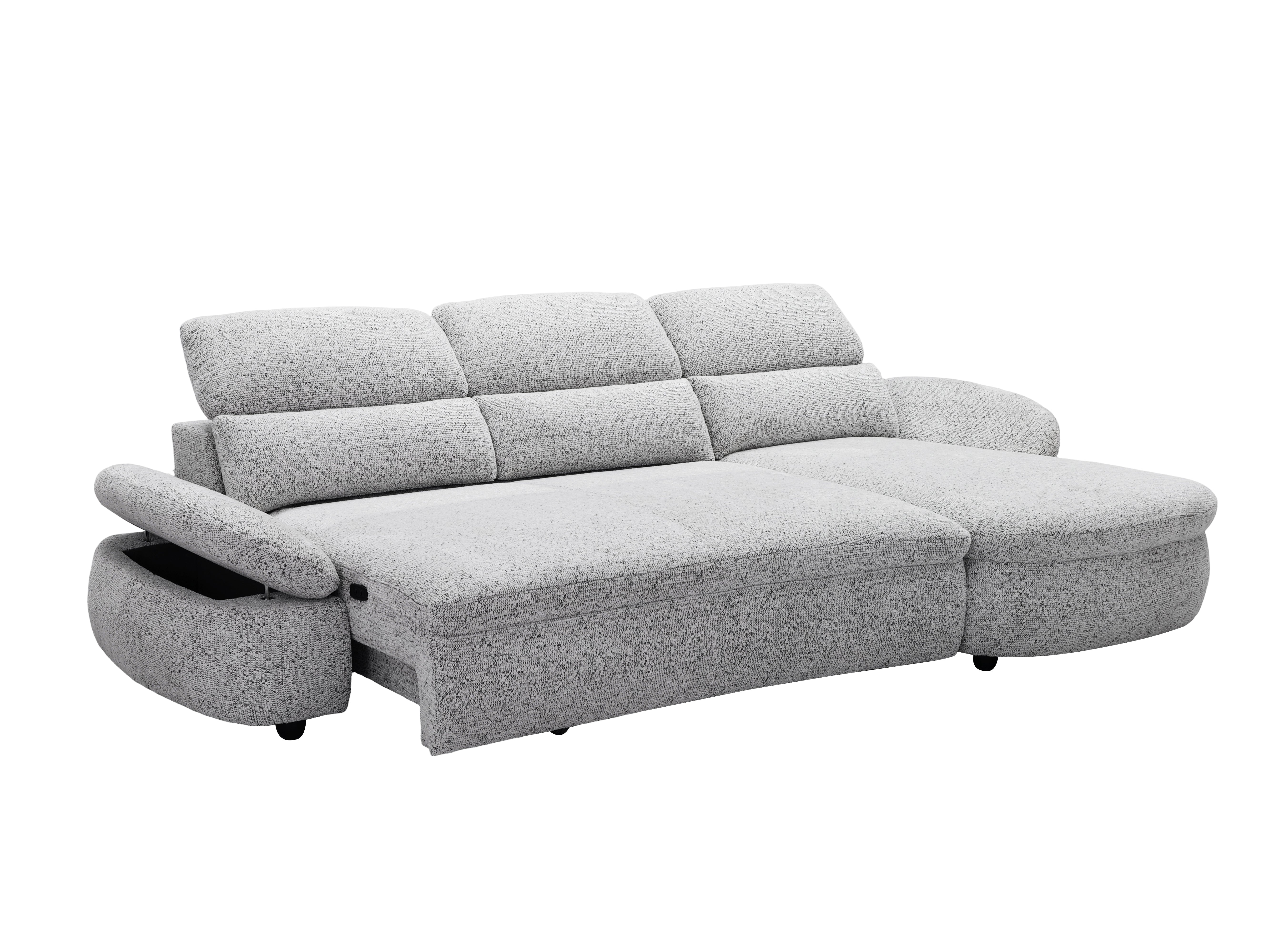 Canapé d'angle relax électrique en tissu bouclette gris CLEMENT - Angle droit