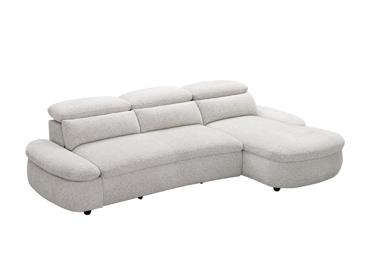 Canapé d'angle relax électrique en tissu bouclette beige CLEMENT - Angle droit