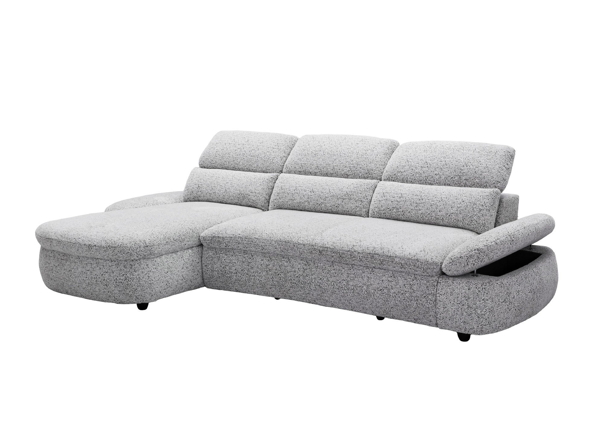 Canapé d'angle relax électrique en tissu bouclette gris CLEMENT - Angle gauche