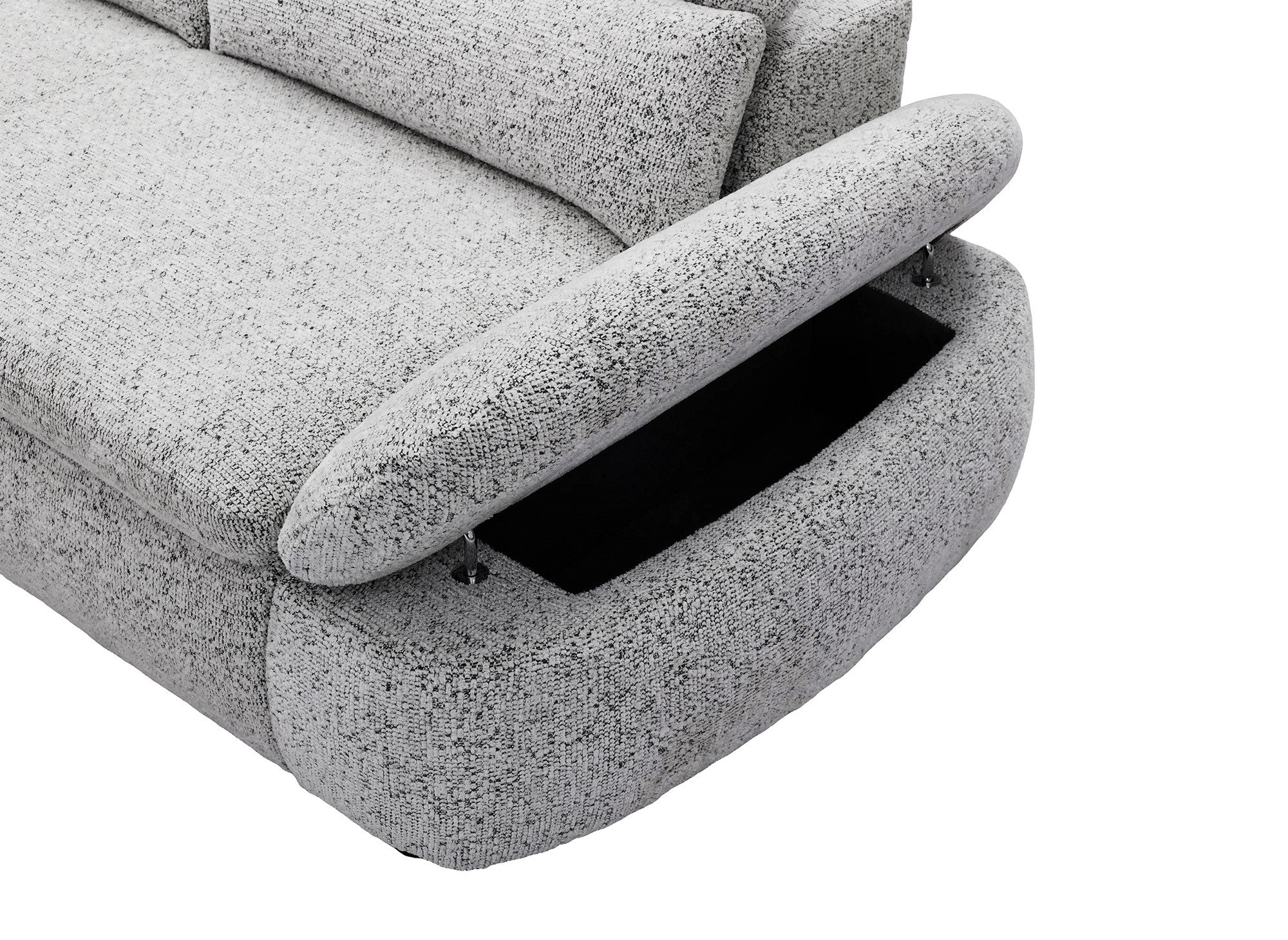 Canapé d'angle relax électrique en tissu bouclette gris CLEMENT - Angle gauche