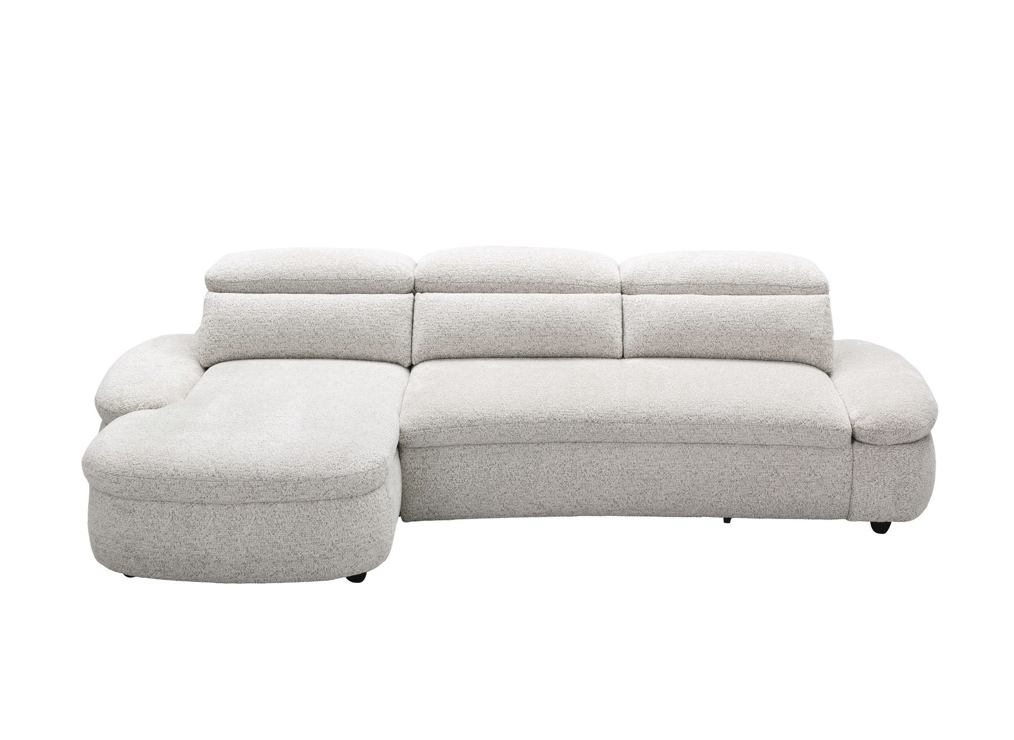 Canapé d'angle relax électrique en tissu bouclette beige CLEMENT - Angle gauche