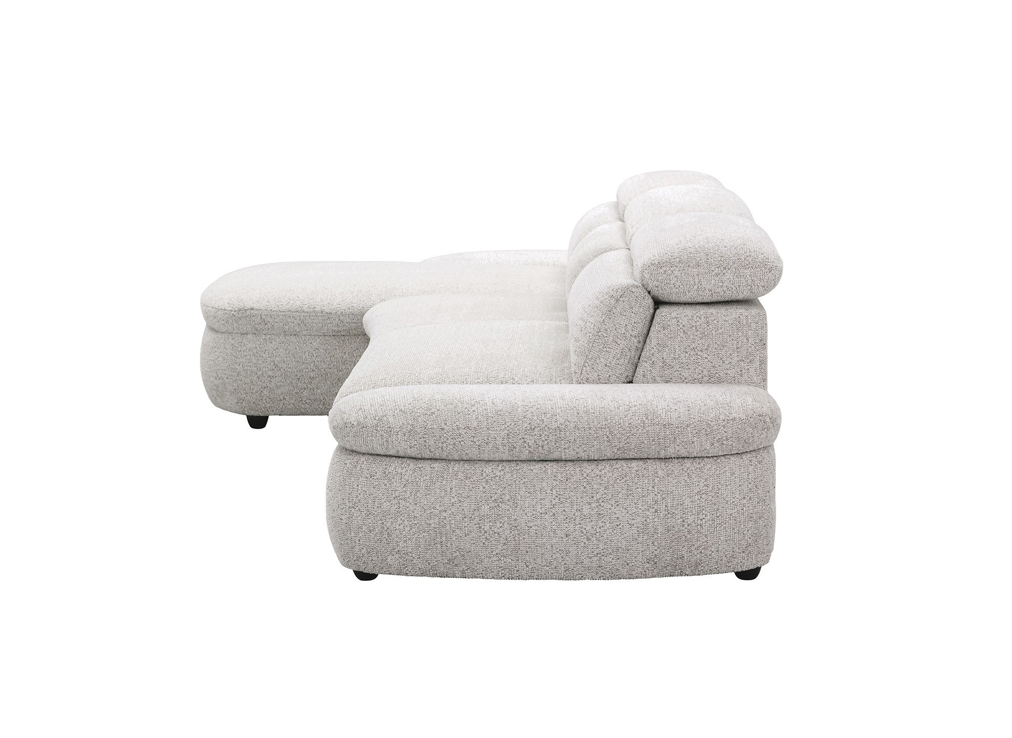 Canapé d'angle relax électrique en tissu bouclette beige CLEMENT - Angle gauche