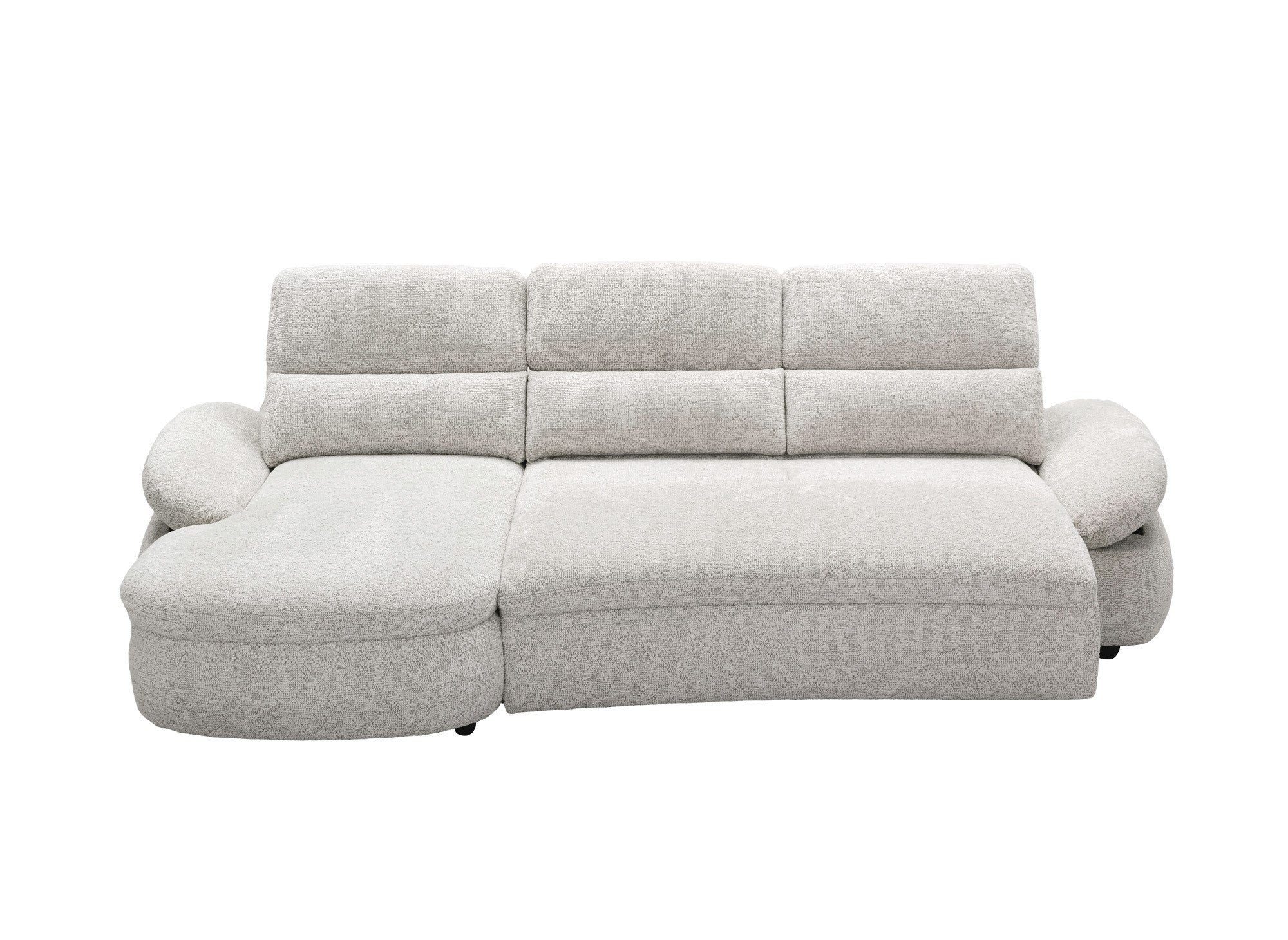 Canapé d'angle relax électrique en tissu bouclette beige CLEMENT - Angle gauche